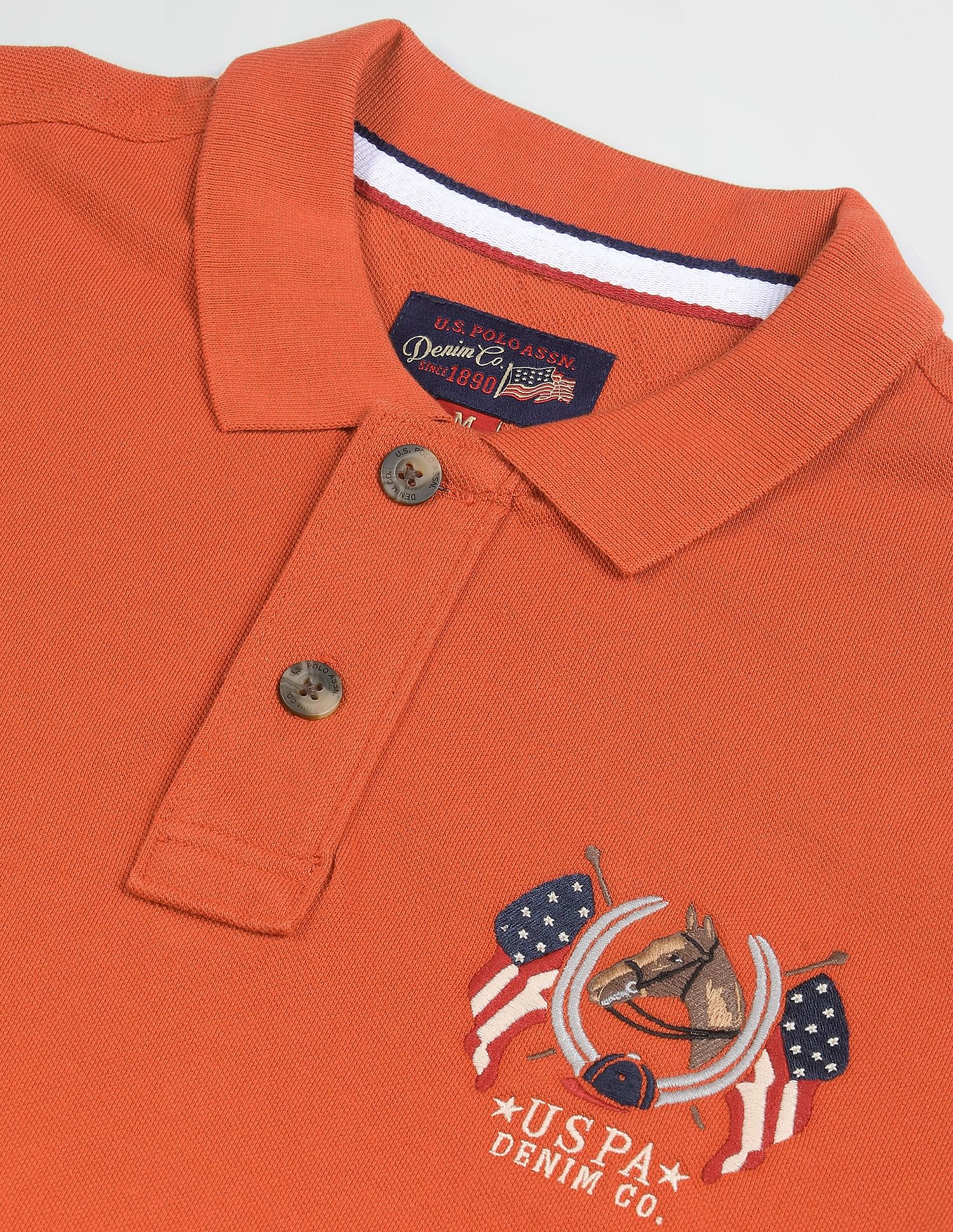 Cotton Solid Polo Shirt Orange - U.S. POLO ASSN. | Large