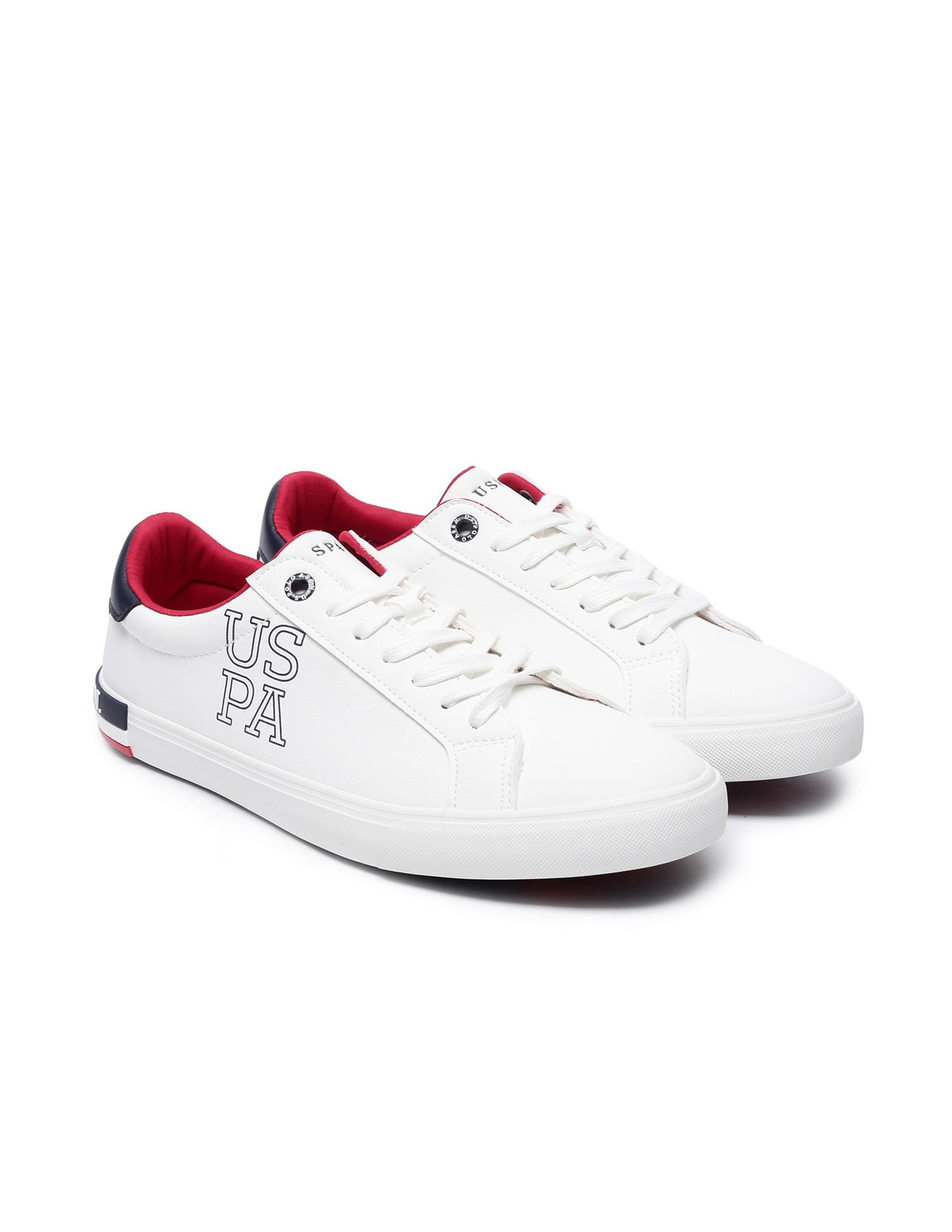 Men Panelled Logo Print Ramus Sneakers White - U.S. Polo Assn. India | Large