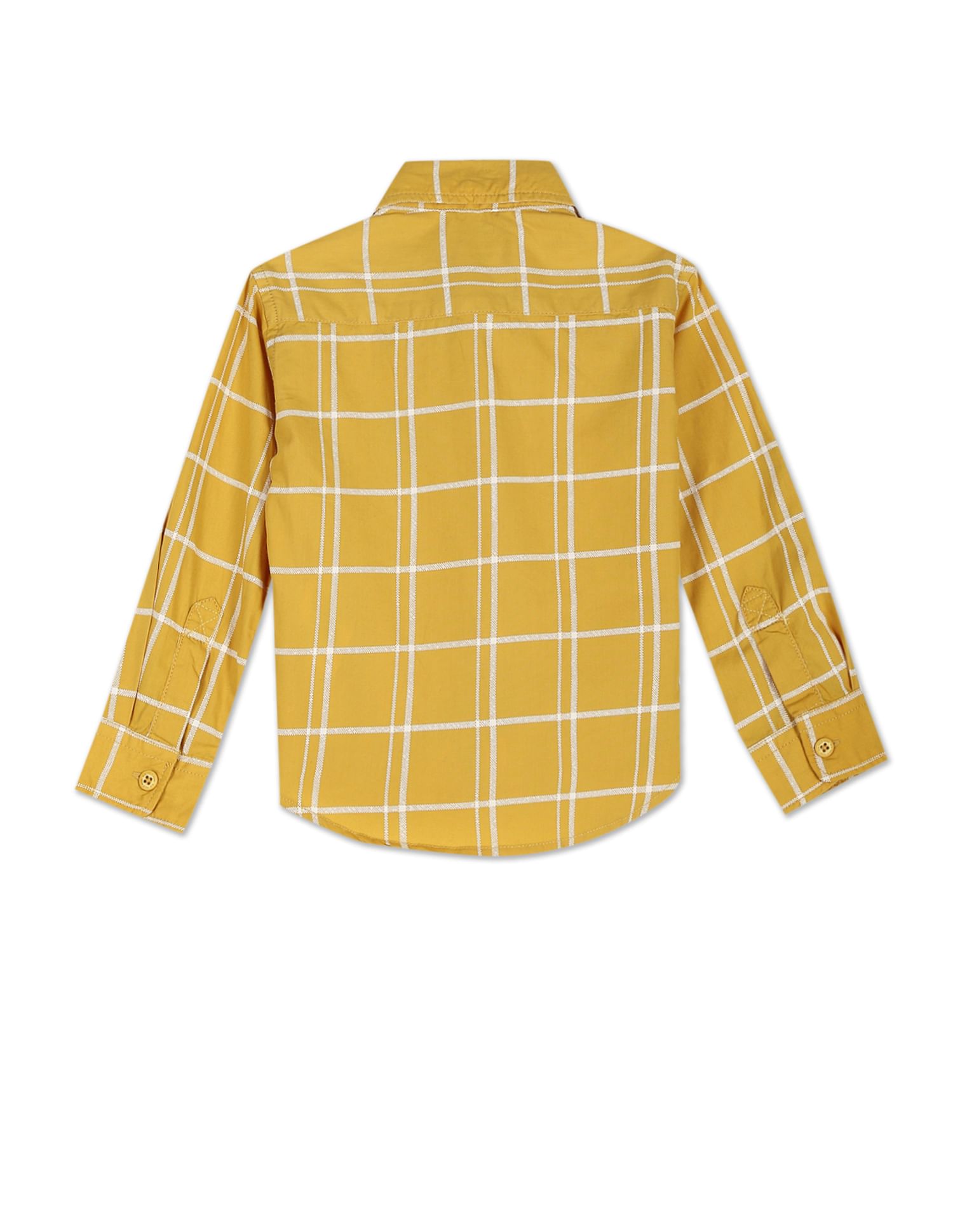 Windowpane Check Cotton  Shirt Dark Yellow - U.S. POLO ASSN. | Large