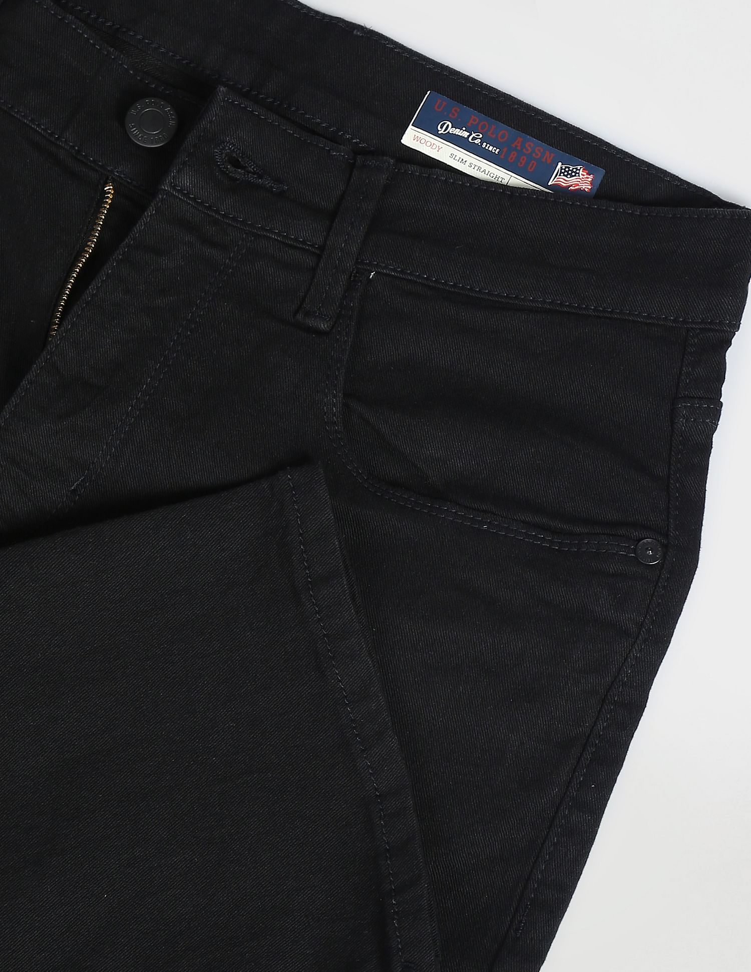 Woody Slim Straight Fit Mid Rise Jeans Black - U.S. Polo Assn. India | Large