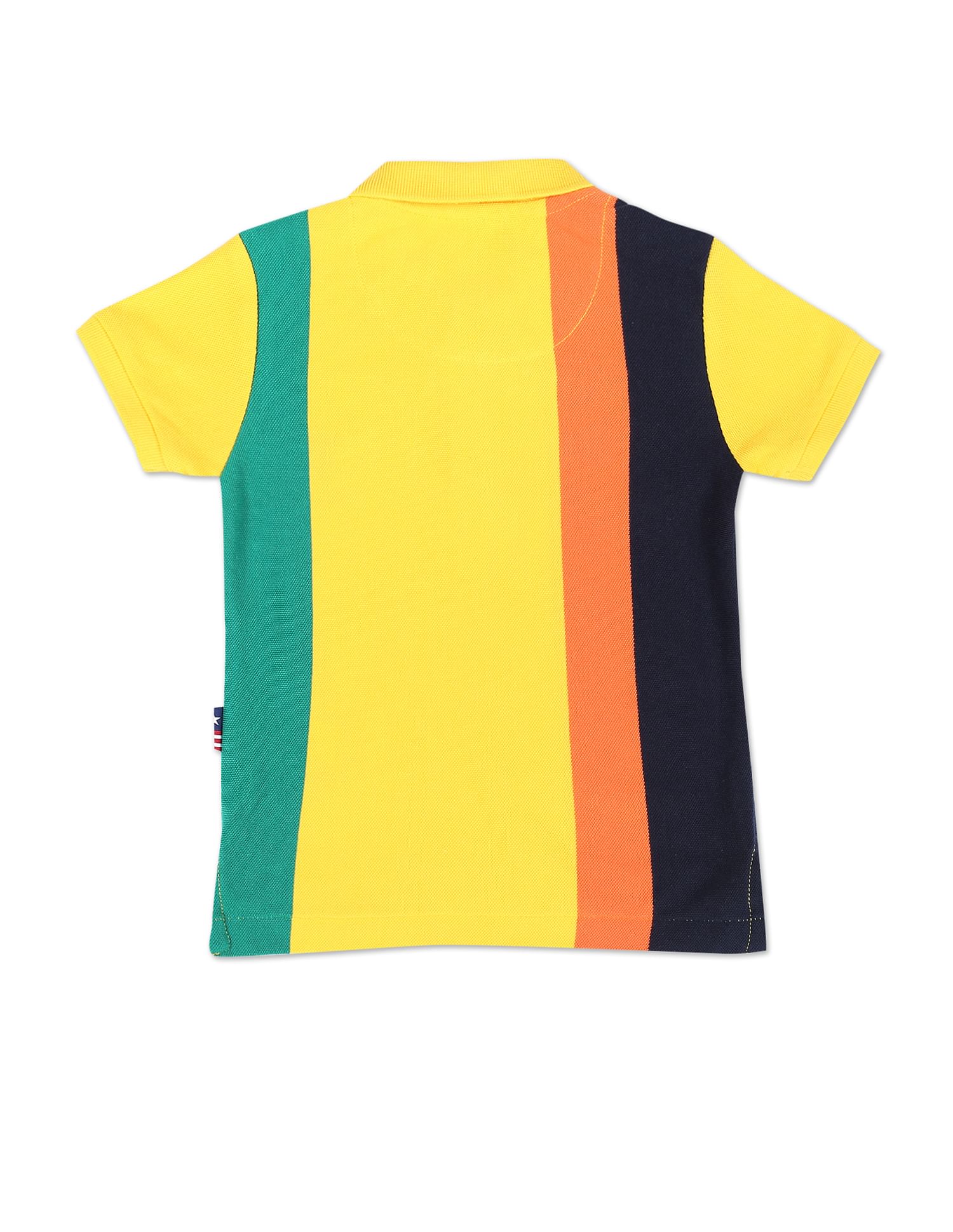 Color-block Stripe Fitted Polo Knit Blouse