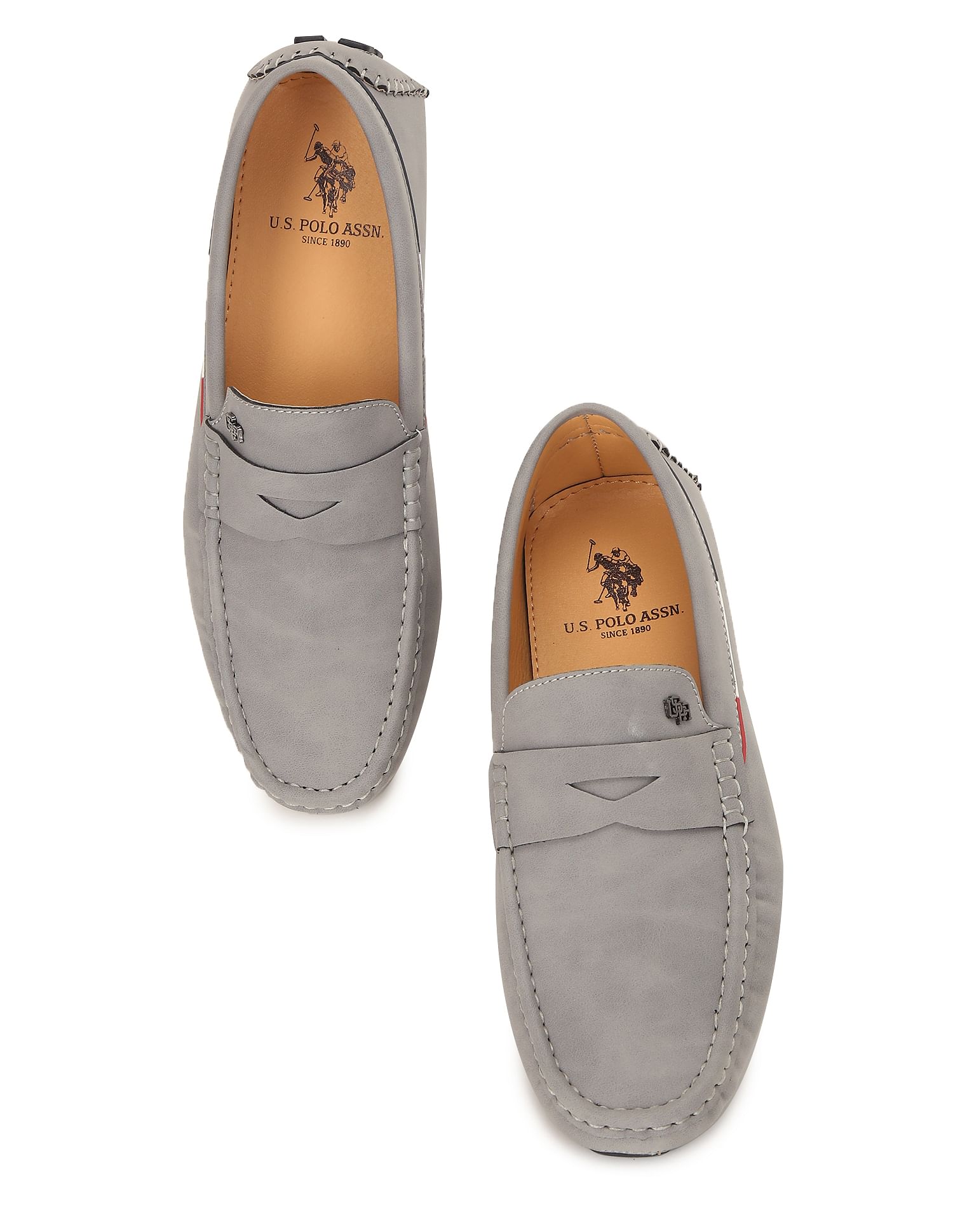 Men Round Toe Textured Curt Shoes Grey - U.S. Polo Assn. India | Large