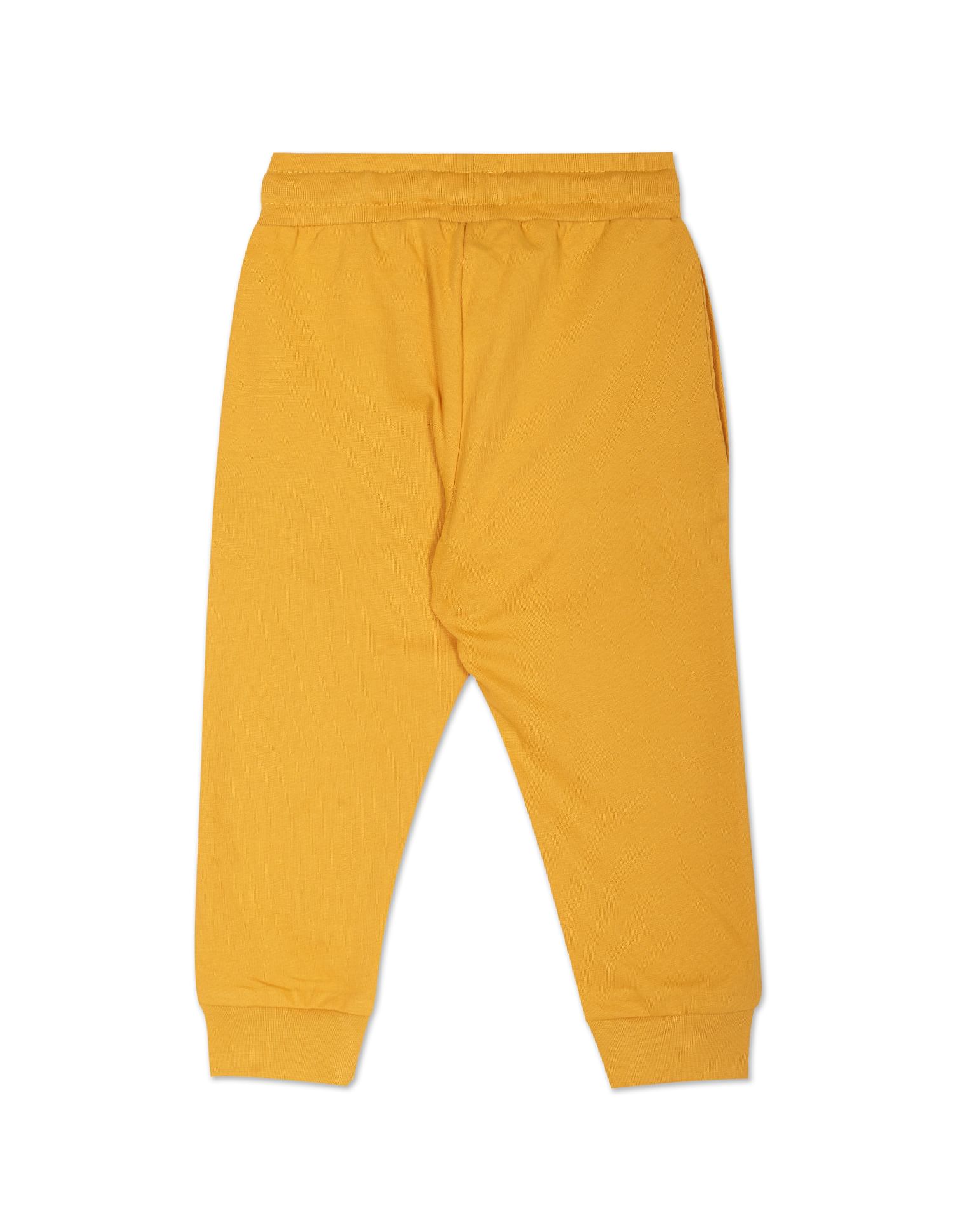 Boys Yellow Drawstring Waist Brand Print Joggers Dark Yellow - U.S. Polo Assn. India | Large
