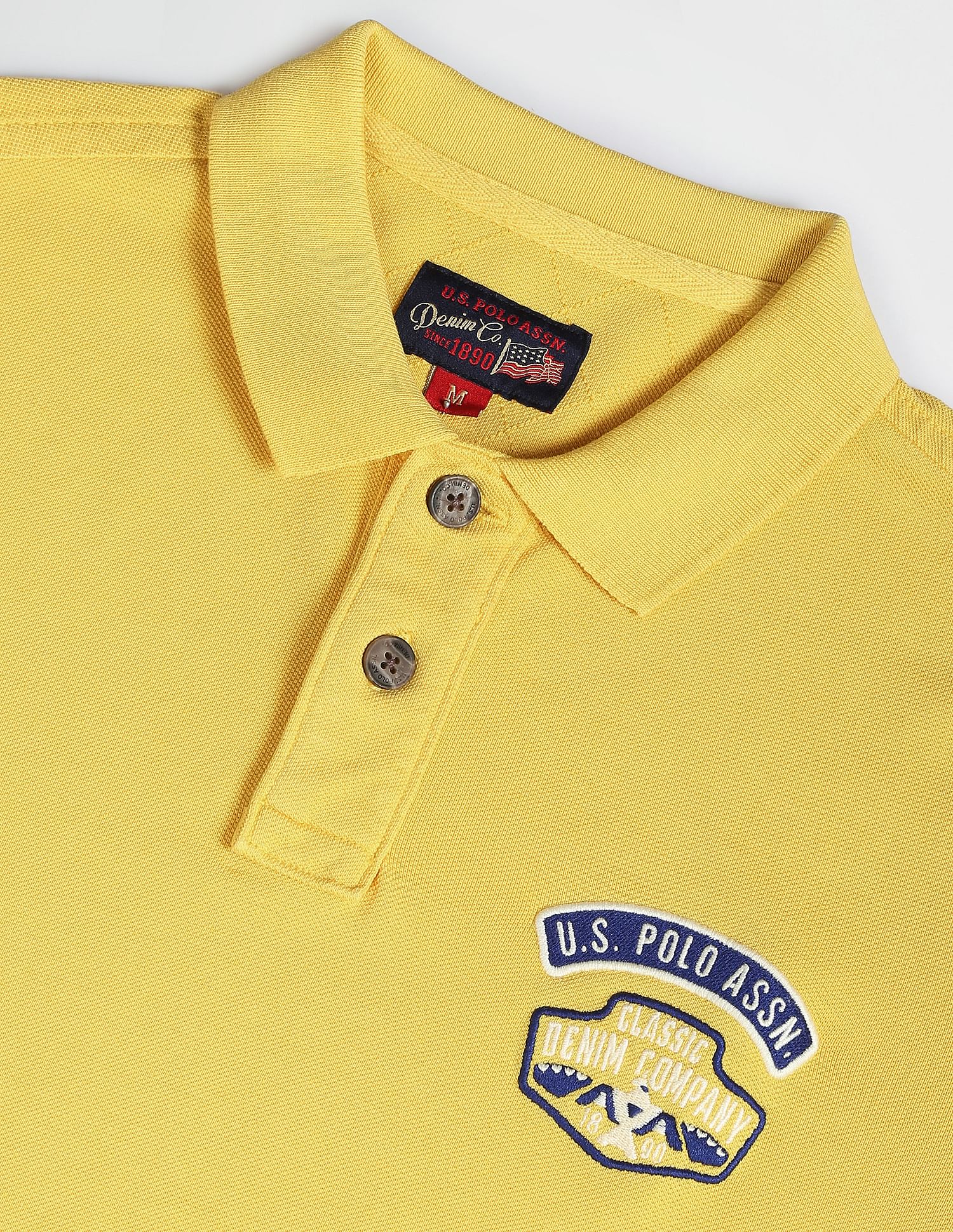 Appliqued Logo Cotton Polo Shirt Mustard - U.S. POLO ASSN. | Large