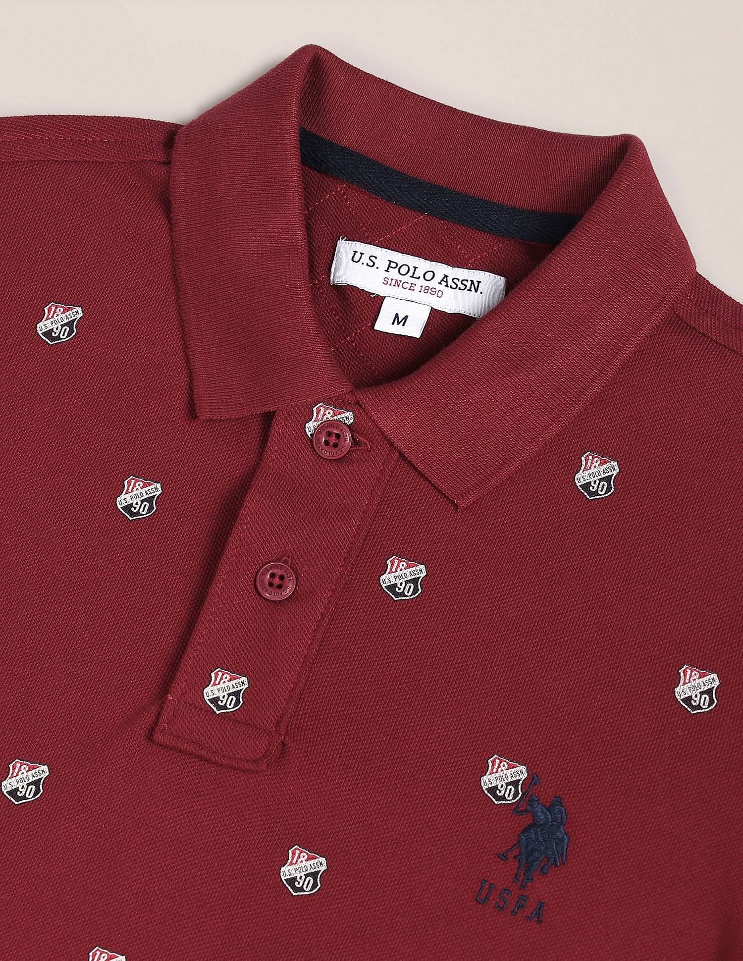 Shield Print Polo Shirt Dark Red - U.S. Polo Assn. India | Large