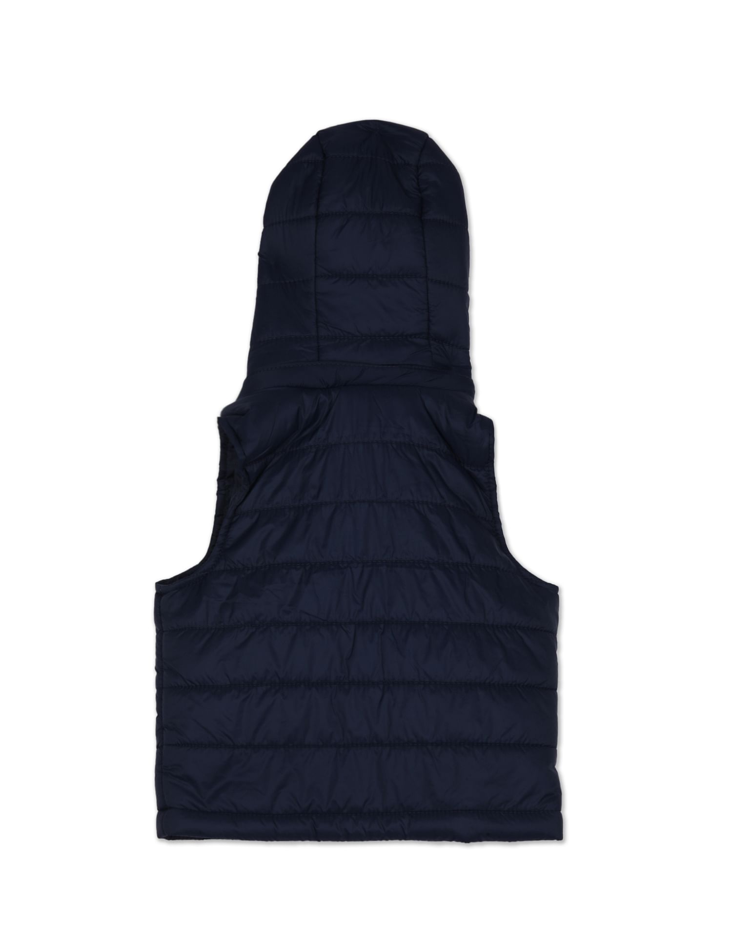 Sleeveless Solid Hooded Puffer Jacket Navy - U.S. Polo Assn. India | Large