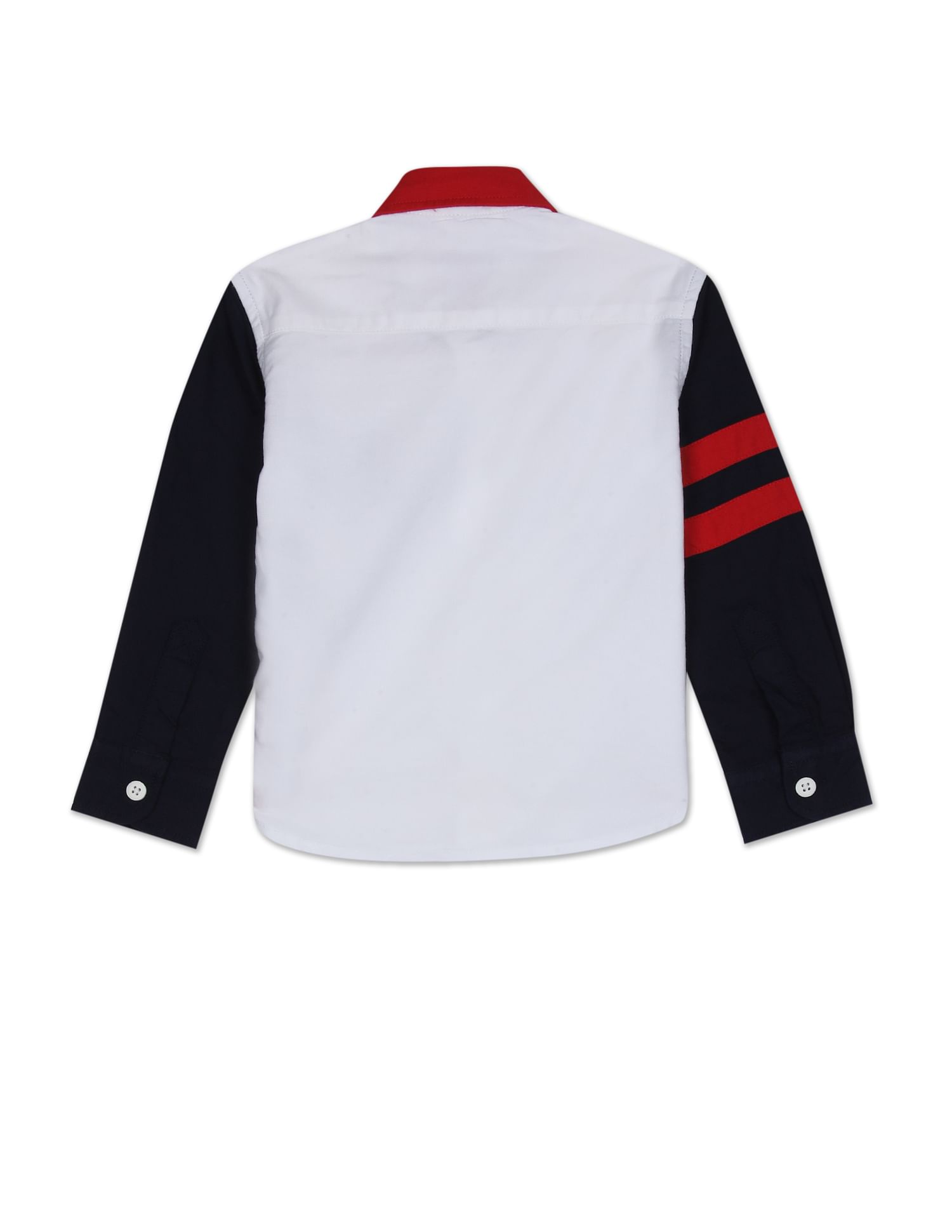 Button Down Collar Colour Block Cotton Shirt White - U.S. POLO ASSN. | Large