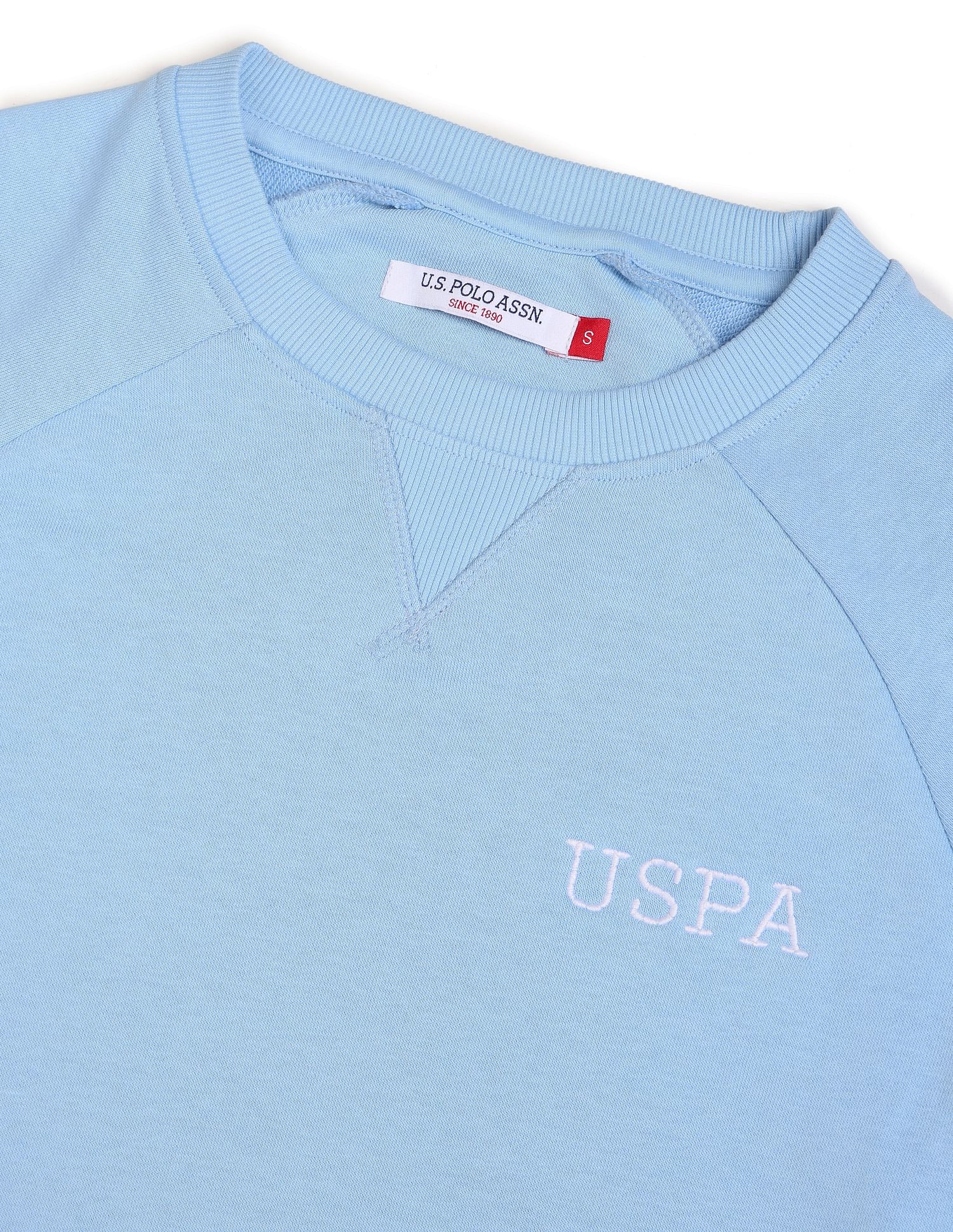Crew Neck Solid Sweatshirt Light Blue - U.S. POLO ASSN. | Large