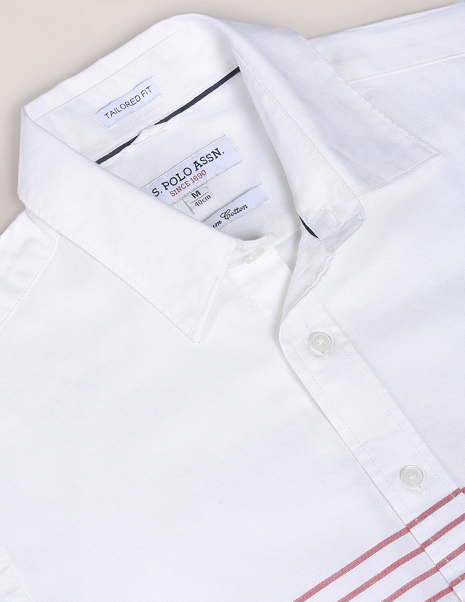 Signature Engineered Stripe Dobby Shirt White - U.S. Polo Assn. India | Large