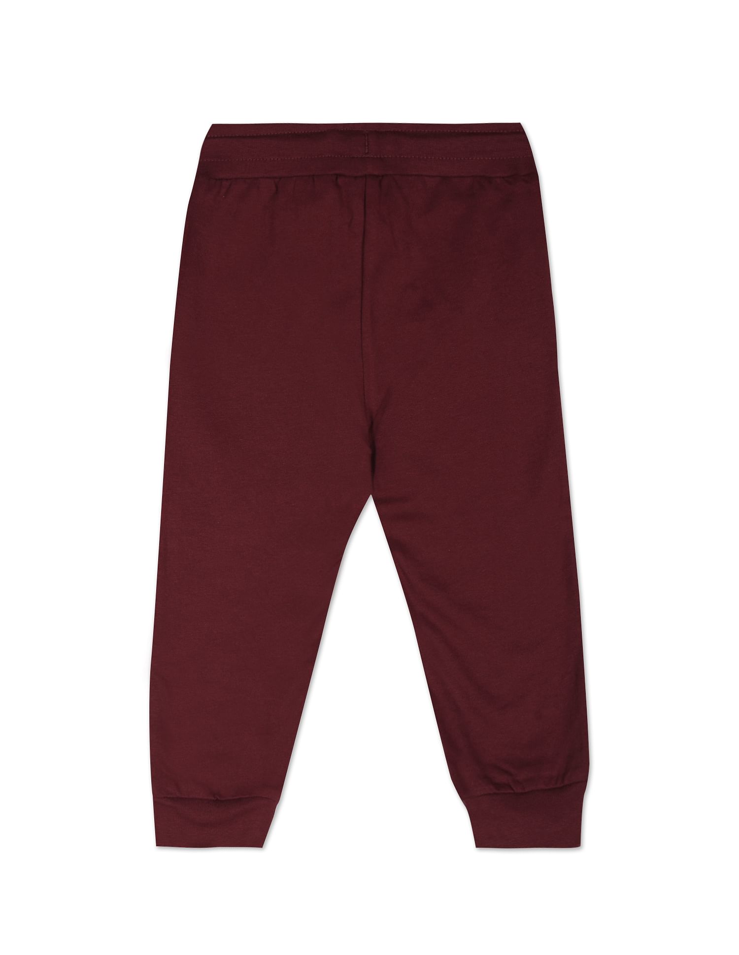 Boys Maroon Typographic Print Cotton Joggers Maroon - U.S. POLO ASSN. | Large