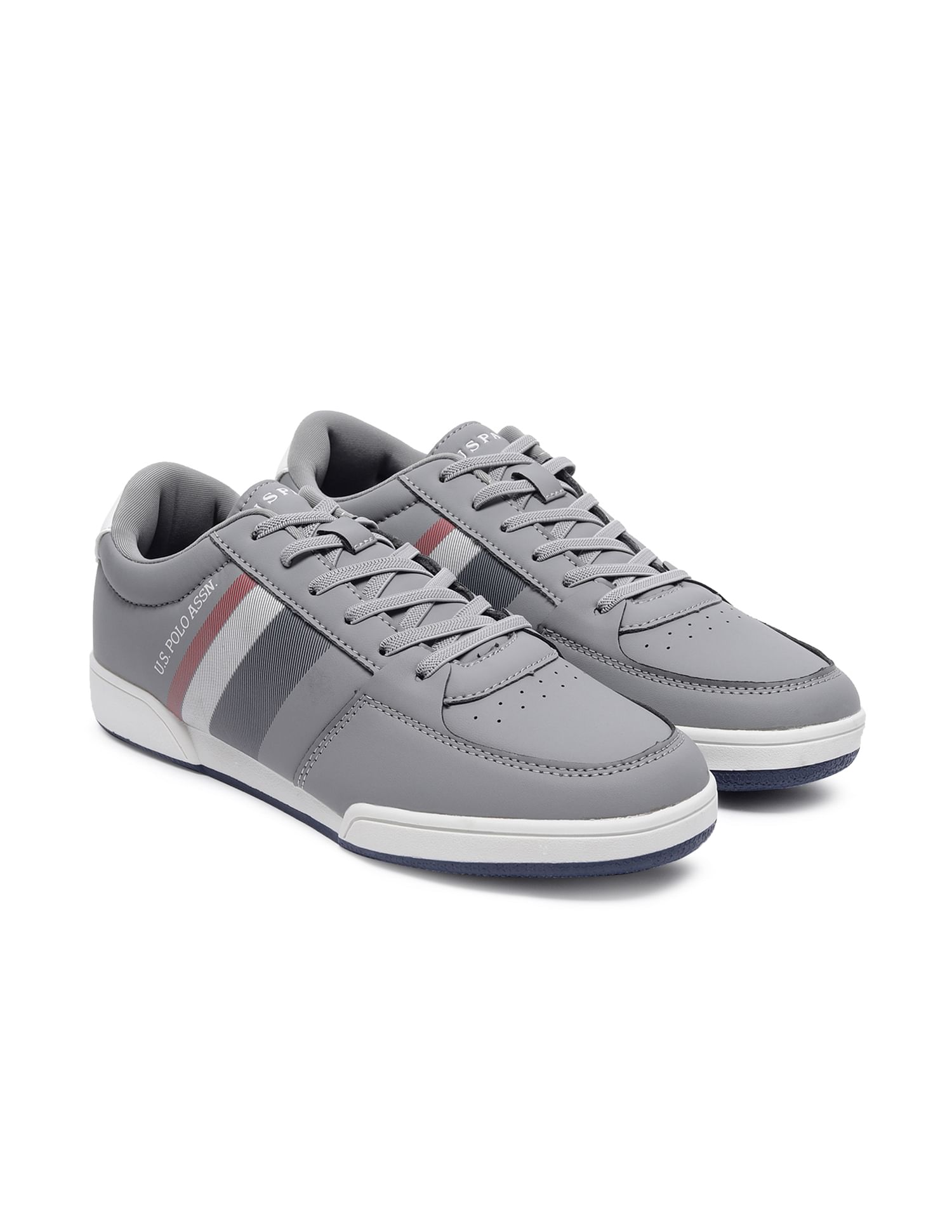 Men Panelled Lace Up Anders Sneakers Grey - U.S. Polo Assn. India | Large