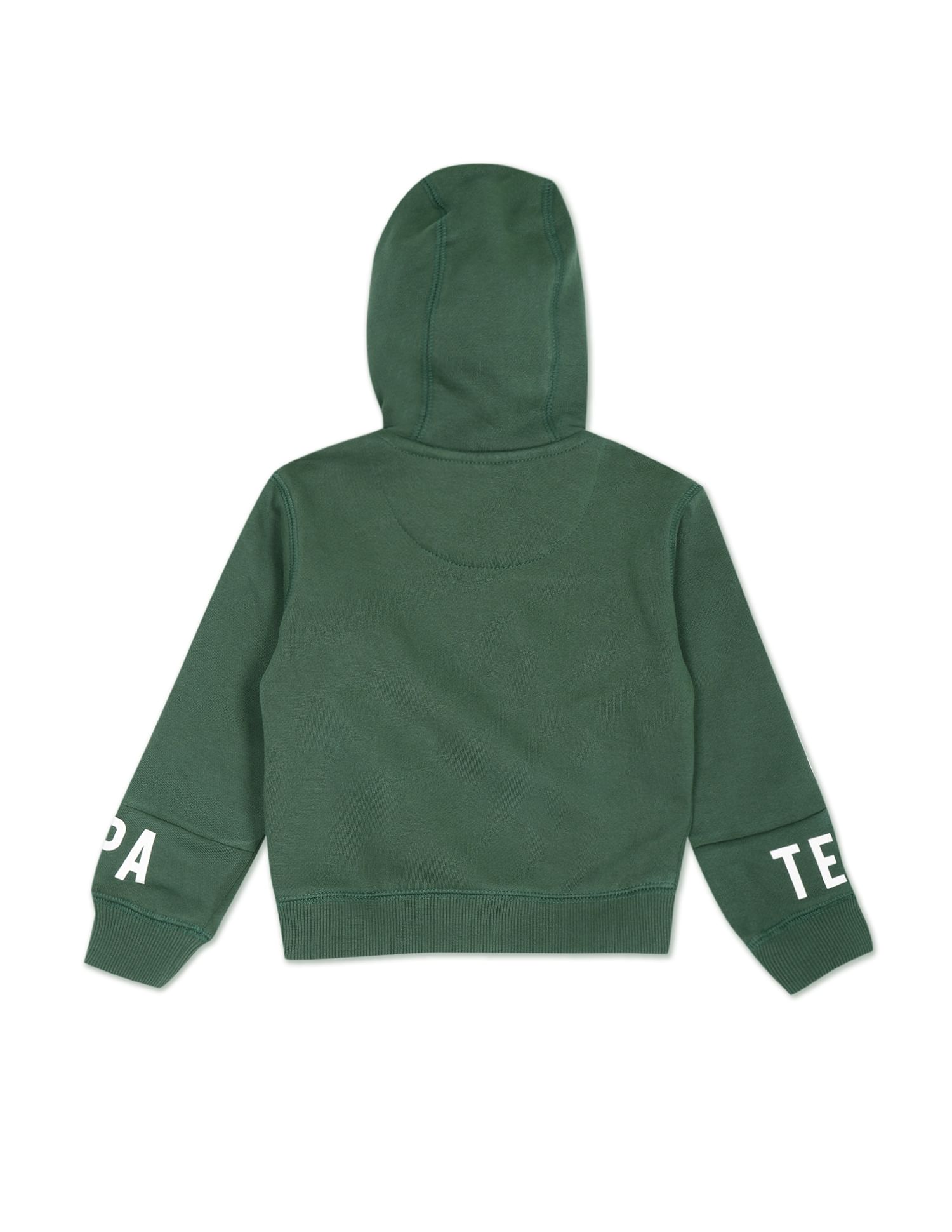 Hooded Zip Up Brand Taped Sweatshirt Dark Green - U.S. POLO ASSN. | Large