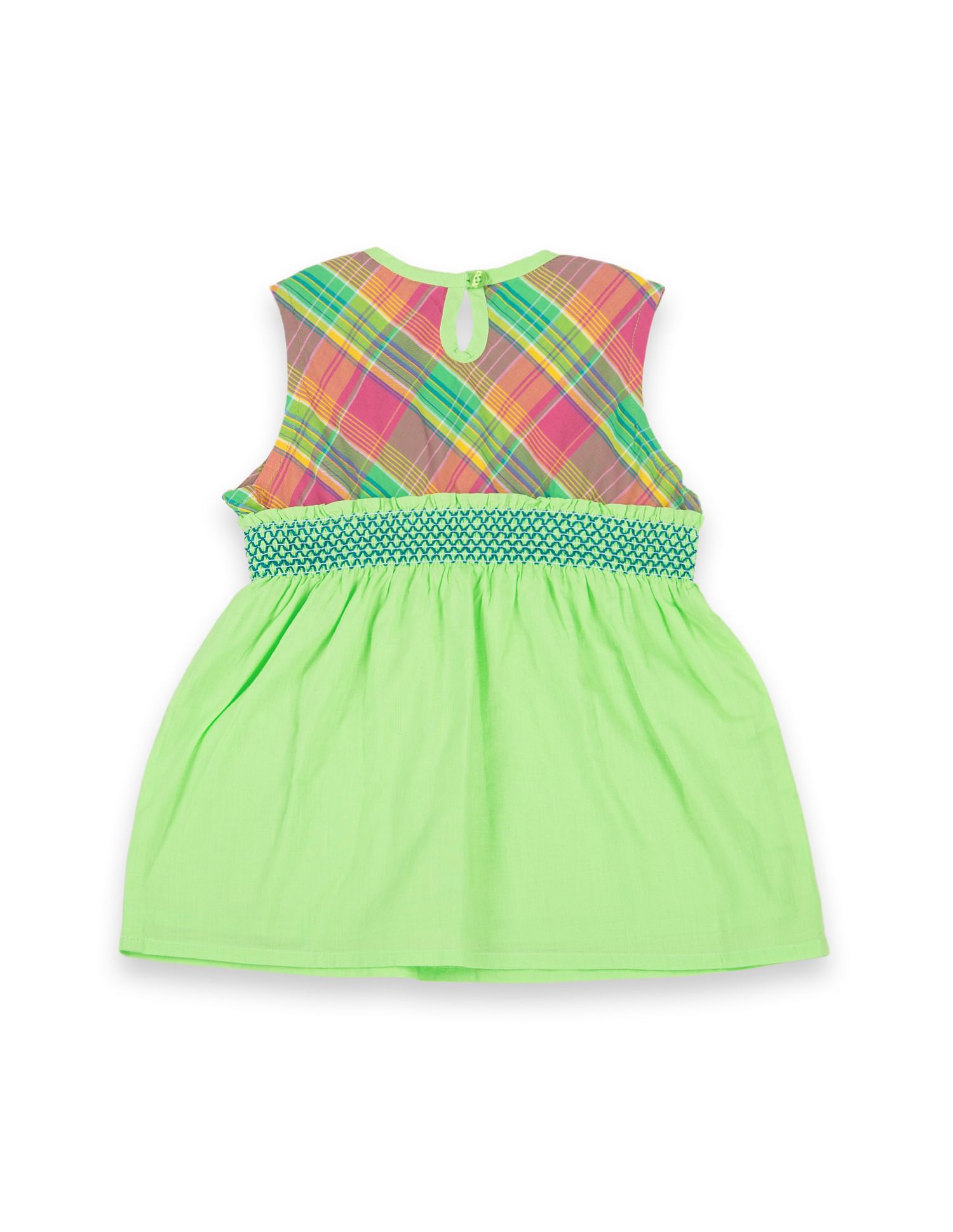 Girls Smocked Waist Cotton Tunic Green - U.S. POLO ASSN. | Large