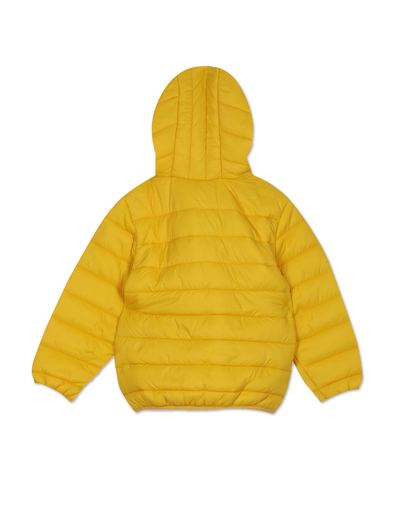 Logo Hooded Solid Puffer Jacket Yellow - U.S. POLO ASSN. | Large