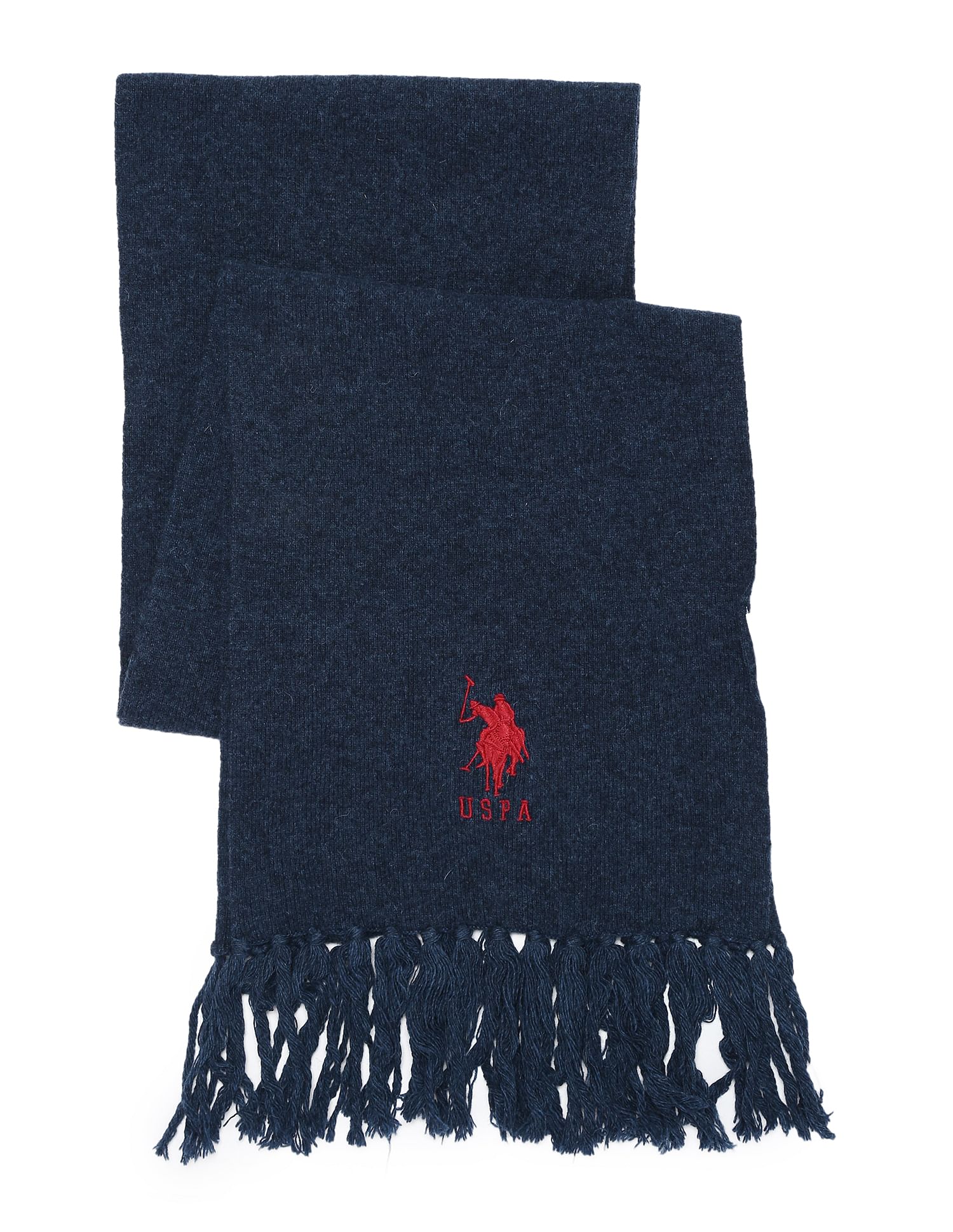 Tasselled Lambswool Muffler Uspa Blue - U.S. Polo Assn. India | Large