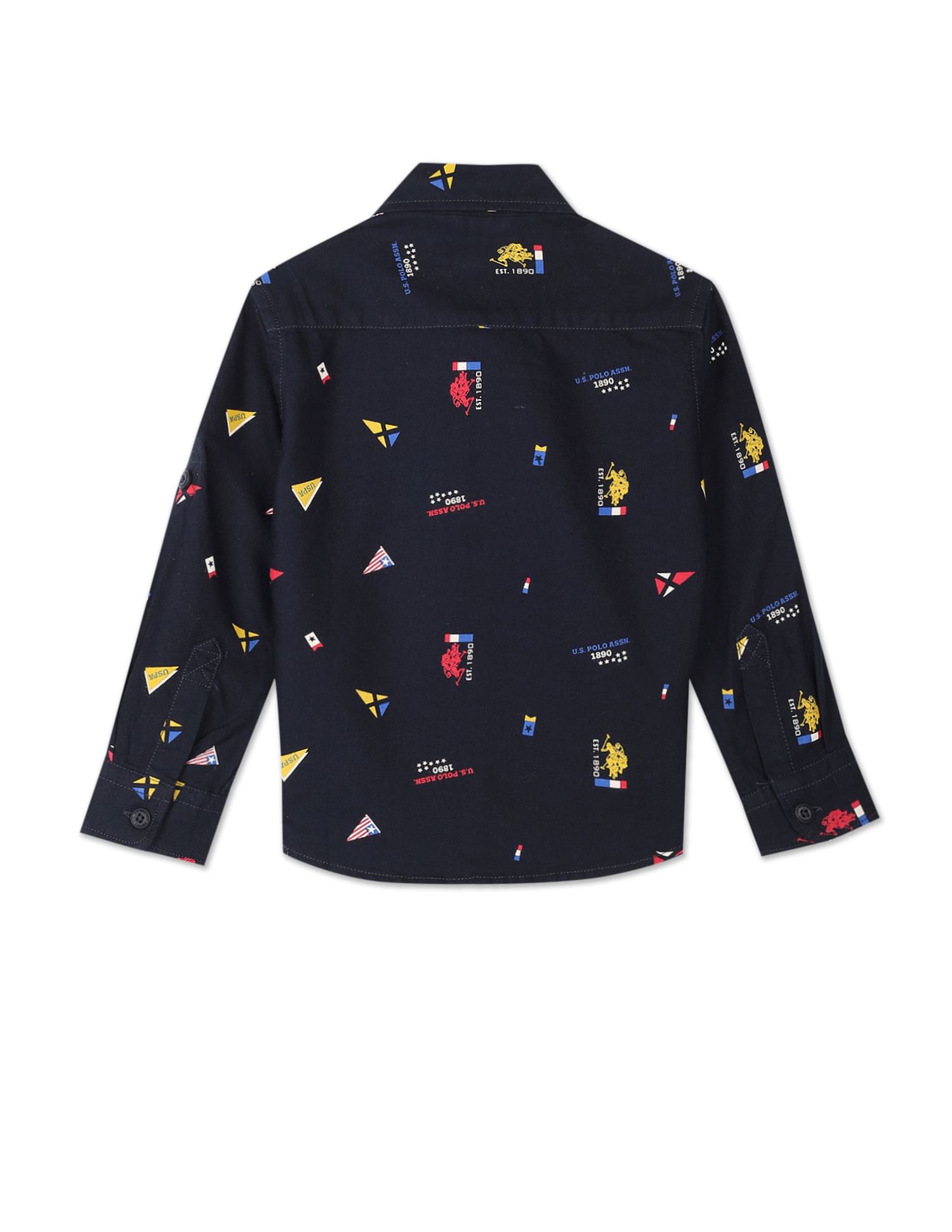 Brand Print Cotton Shirt Navy - U.S. Polo Assn. India | Large