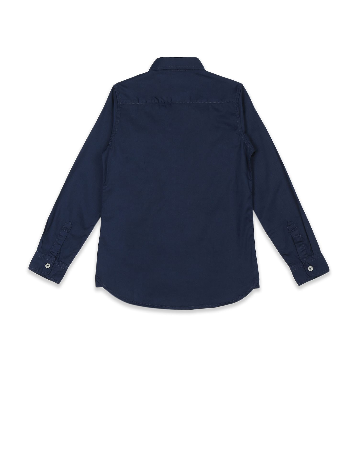 Boys Navy Spread Collar Solid Casual Shirt Navy - U.S. Polo Assn. India | Large