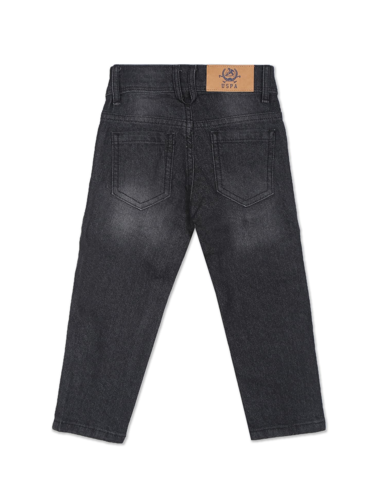 Boys Black Mid Rise Slim Fit Jeans Black - U.S. POLO ASSN. | Large