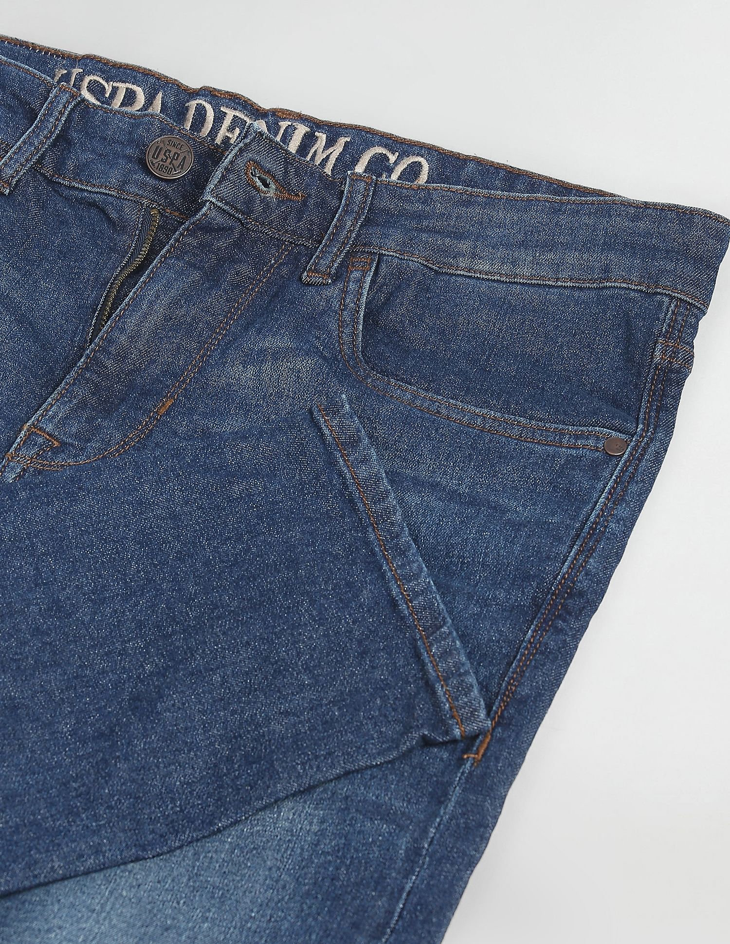 Regallo Skinny Fit Mid Rise Jeans Dark Blue - U.S. Polo Assn. India | Large