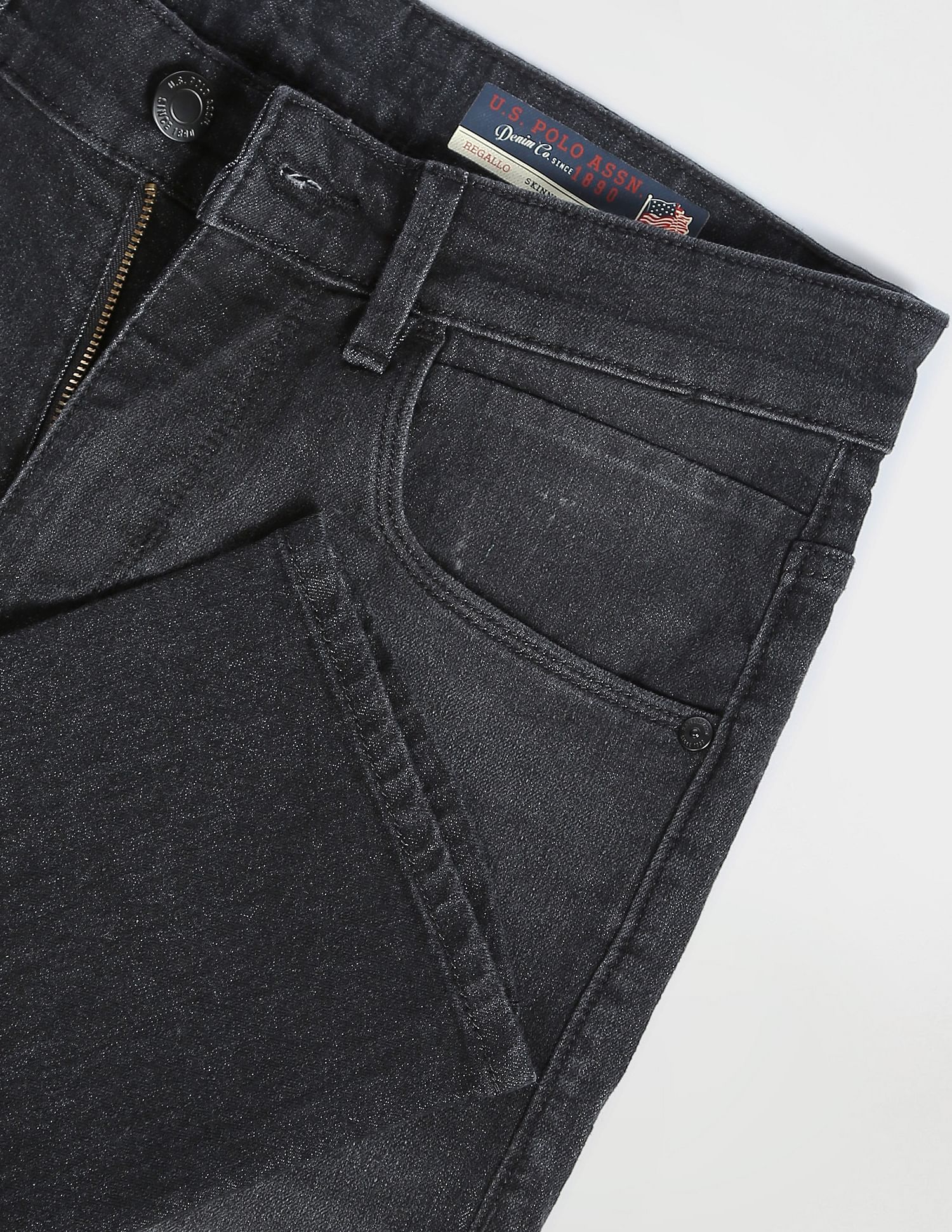 Regallo Skinny Fit Stone Wash Jeans Black - U.S. POLO ASSN. | Large