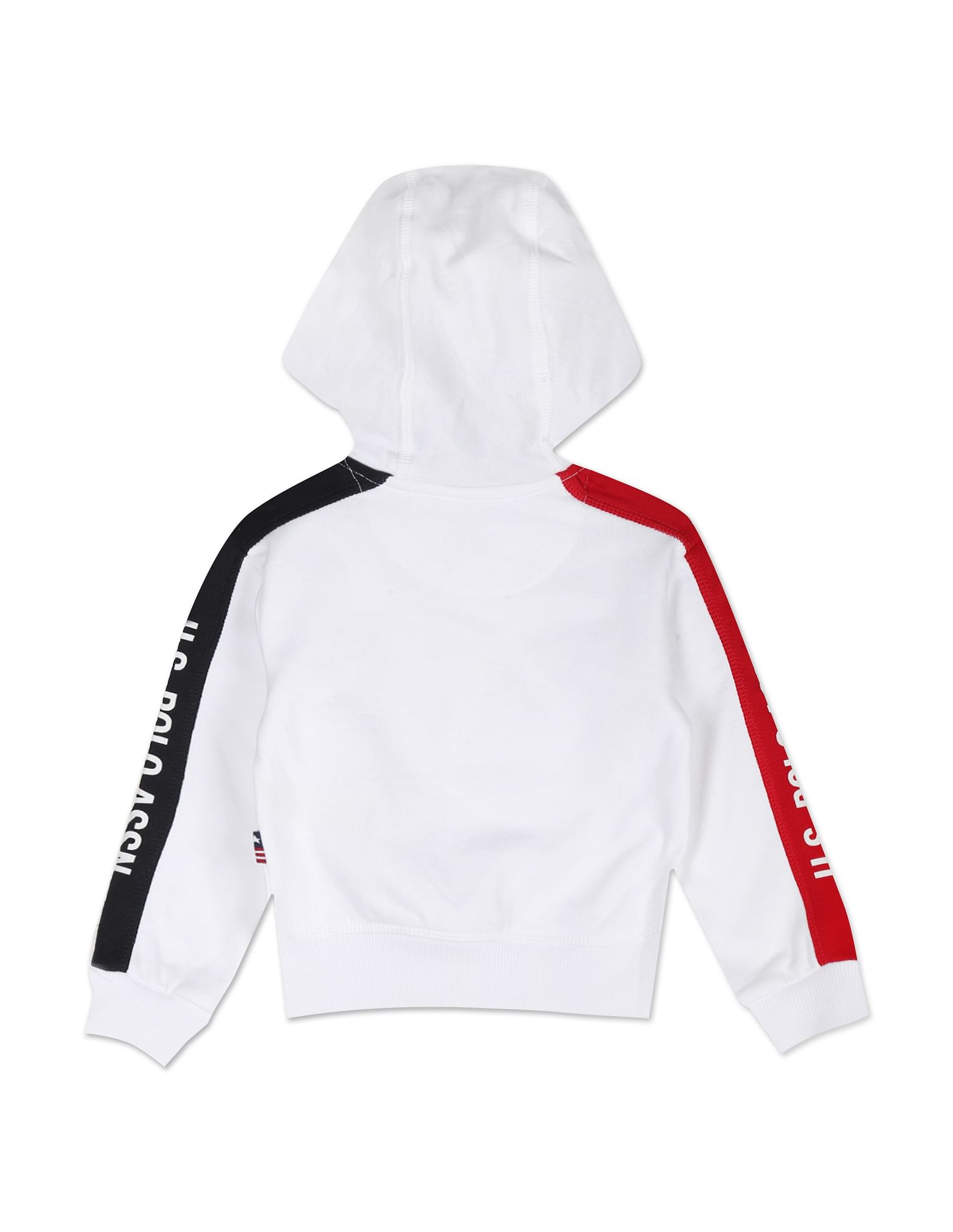 Hooded Colour Block Cotton Sweatshirt White - U.S. POLO ASSN. | Large