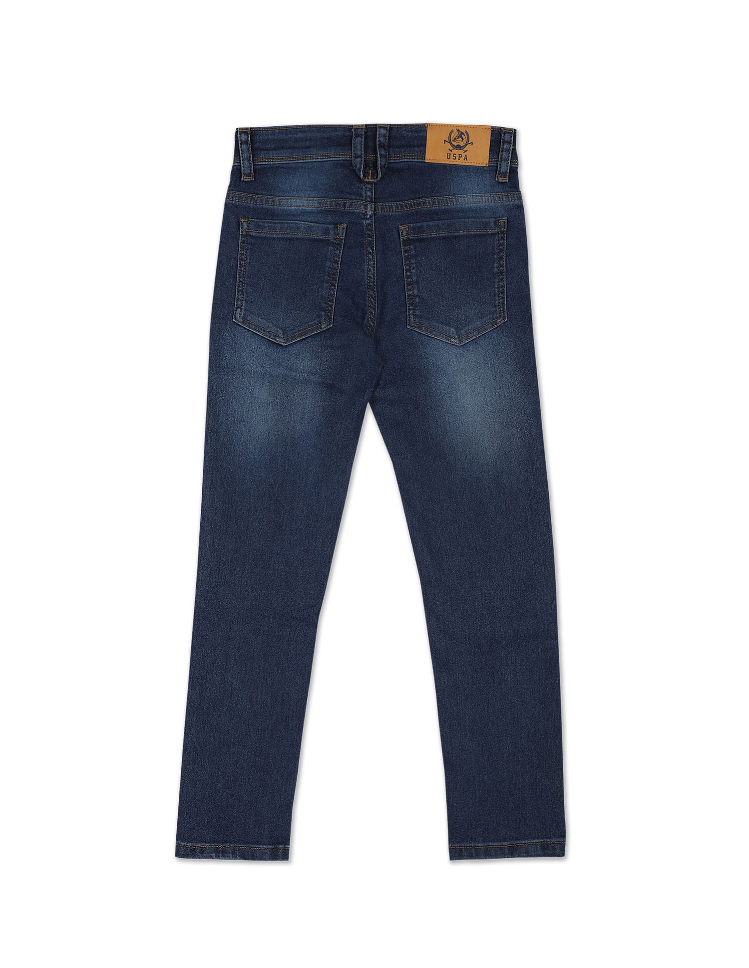 Boys Blue Mid Rise Stone Wash Skinny Fit Jeans Blue - U.S. Polo Assn. India | Large