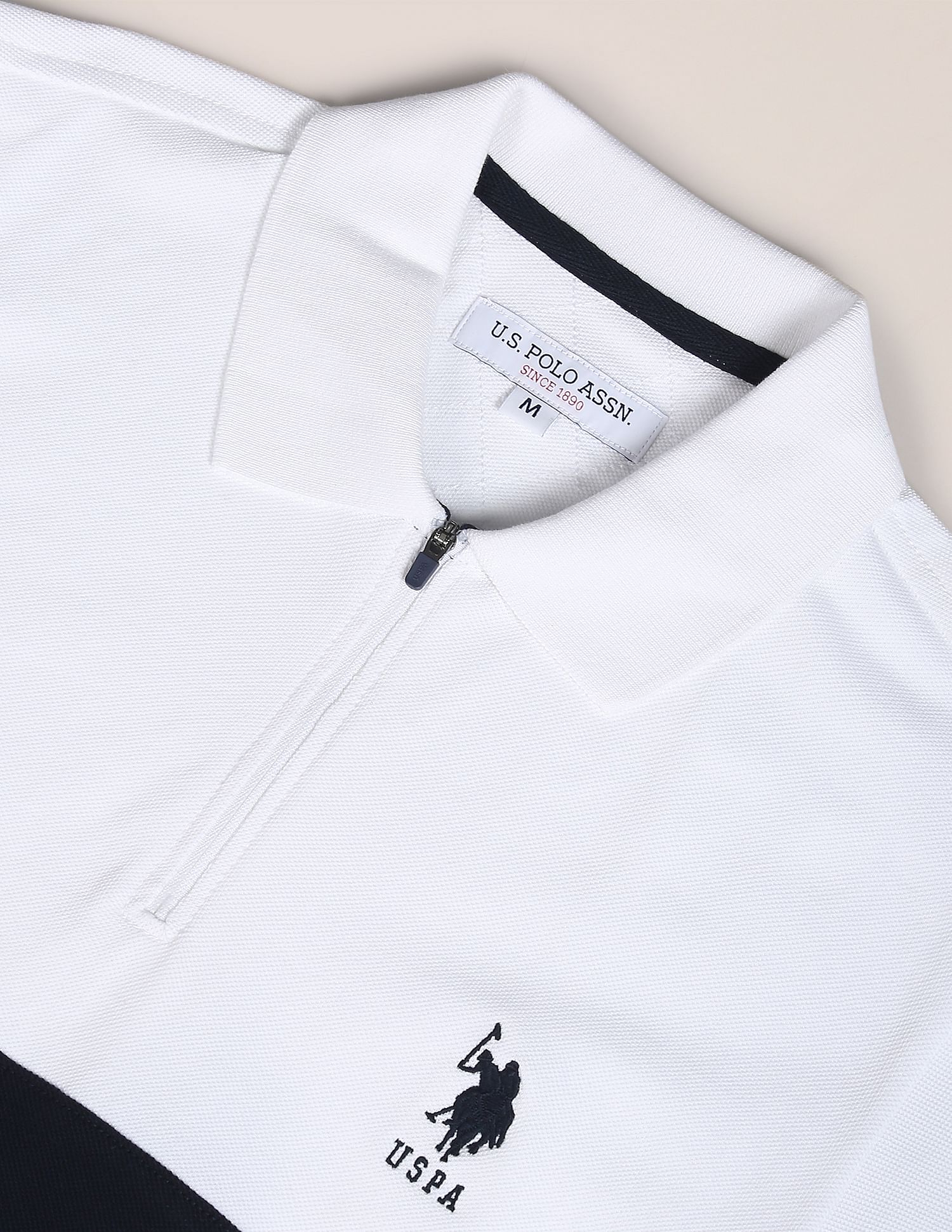 Colour Block Cotton Polo Shirt White - U.S. POLO ASSN. | Large