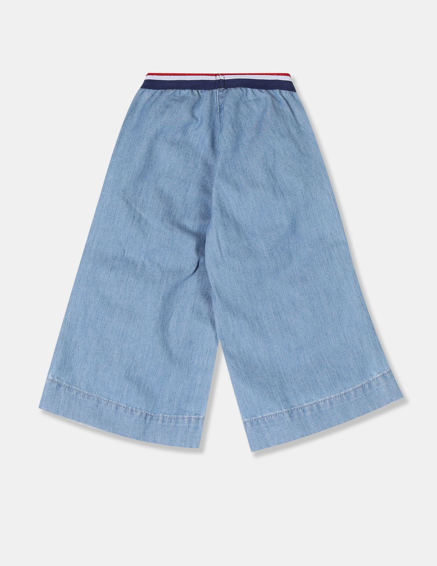 Girls Blue Striped Waistband Denim Culottes Light Blue - U.S. POLO ASSN. | Large