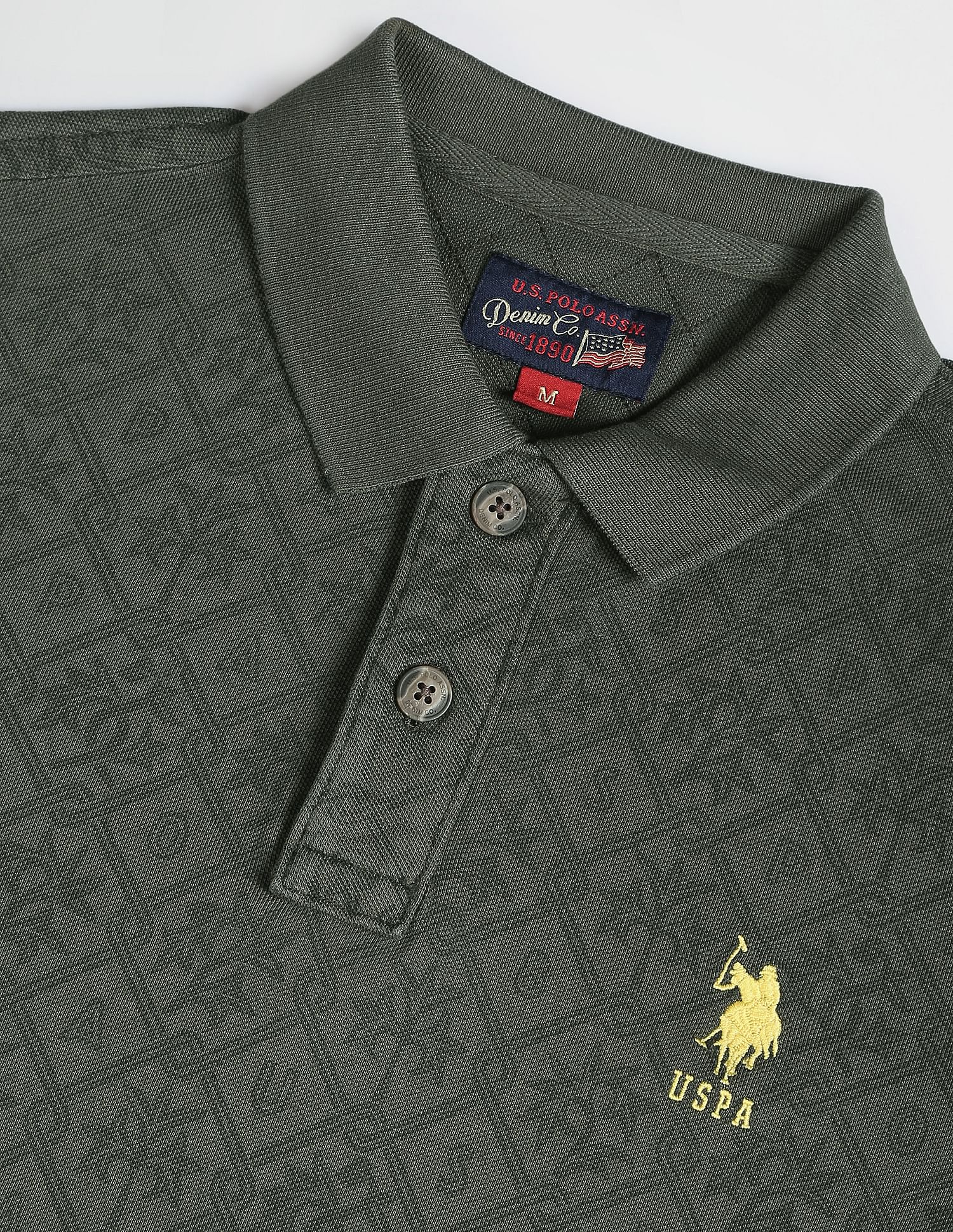 Floral Print Cotton Polo Shirt Olive - U.S. POLO ASSN. | Large