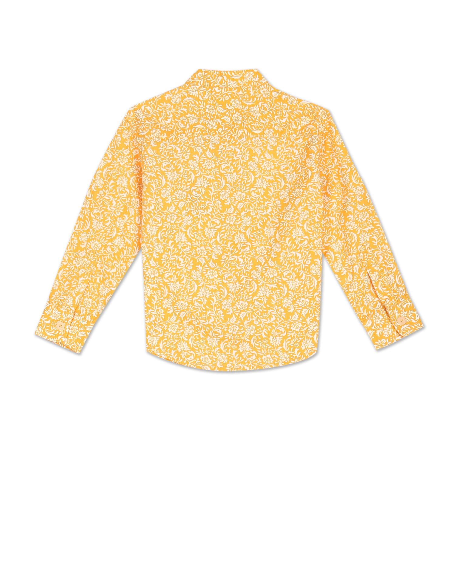 Mandarin Collar Printed Shirt Yellow - U.S. POLO ASSN. | Large