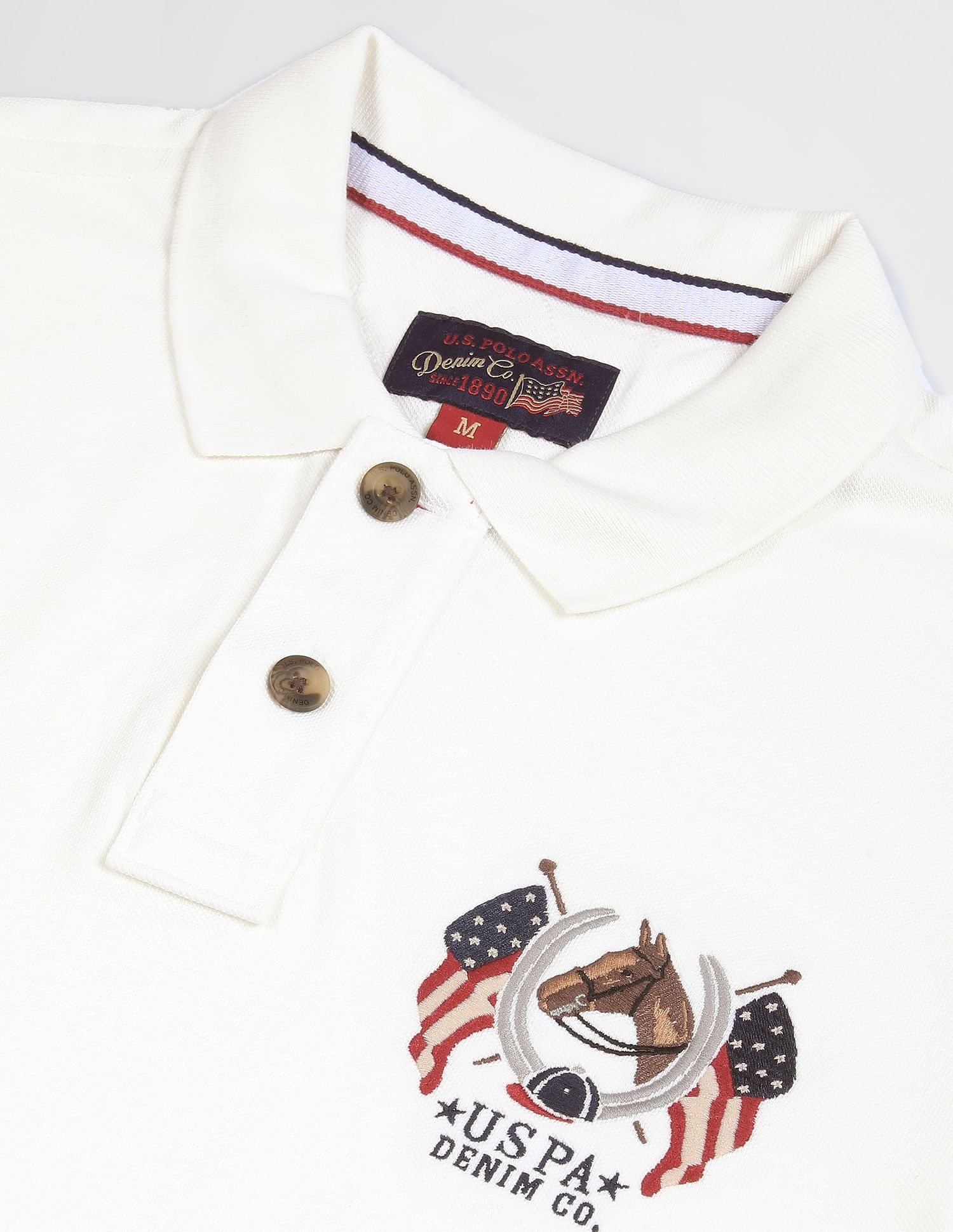 Cotton Solid Polo Shirt Off White - U.S. Polo Assn. India | Large