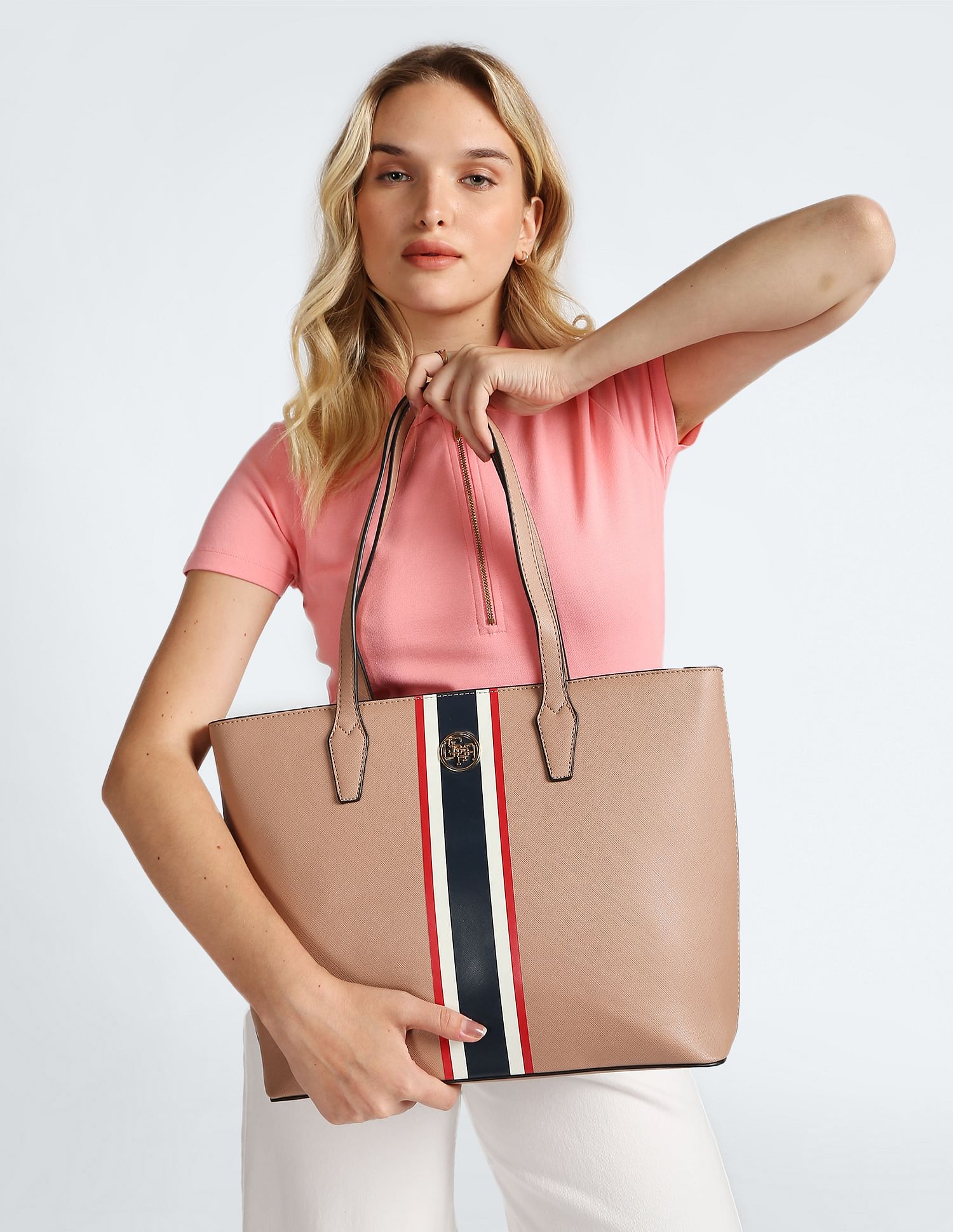 Signature Stripe Tote Bag Light Pink - U.S. POLO ASSN. | Large