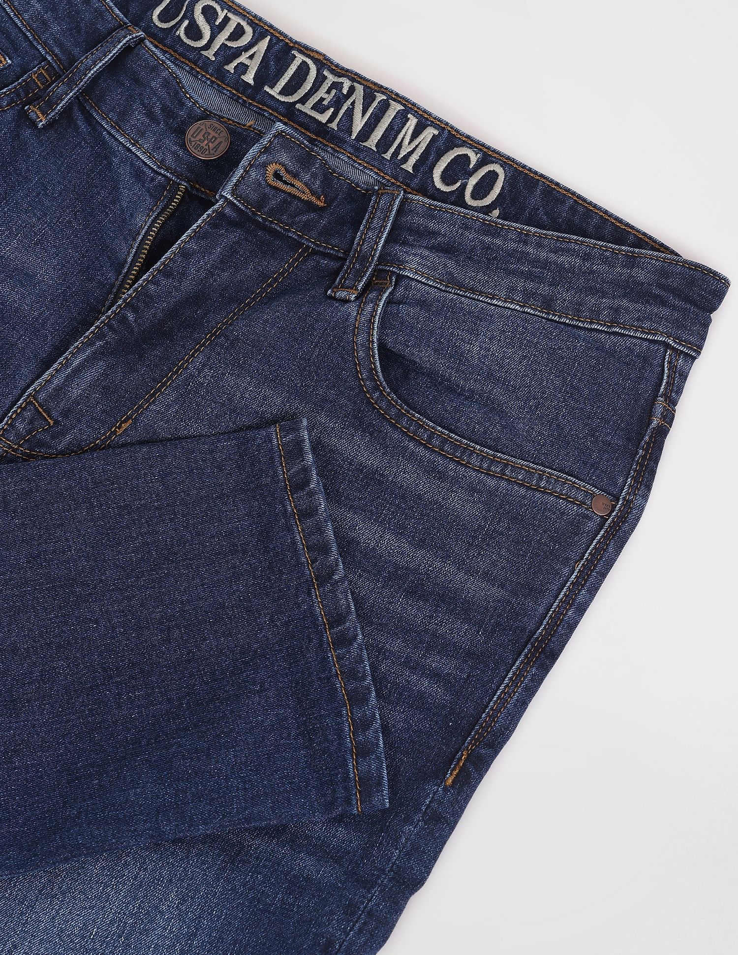 Brandon Slim Tapered Fit Stone Wash Jeans Blue - U.S. Polo Assn. India | Large