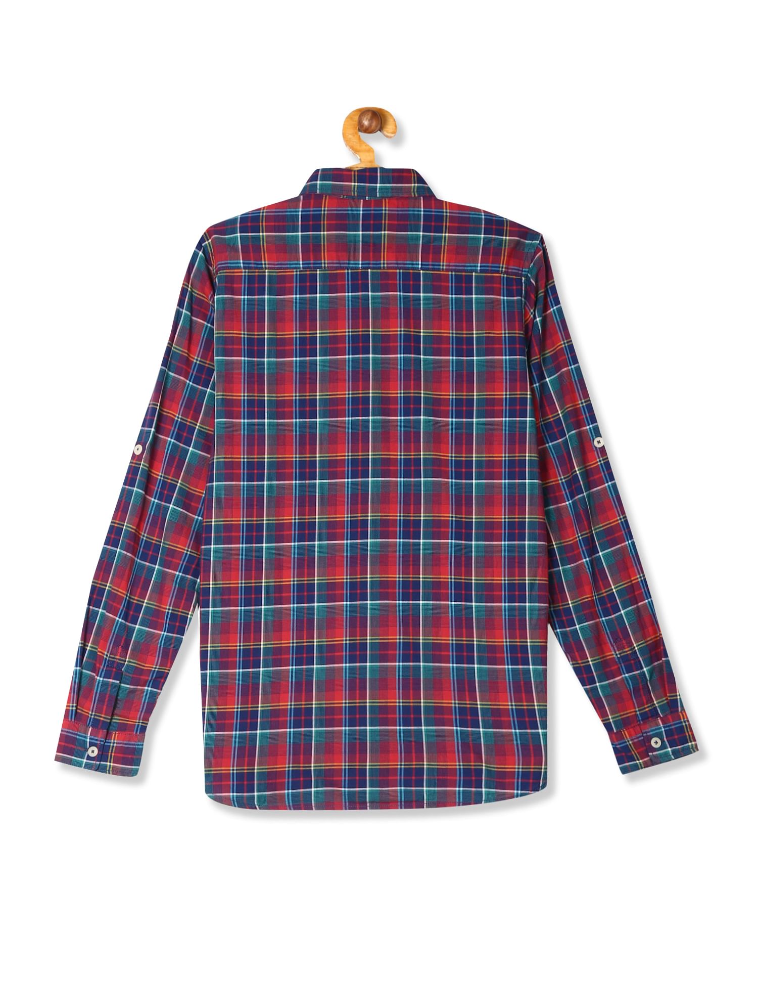 Multi Colour Boys Check Cotton Shirt Red, Blue and Green - U.S. POLO ASSN. | Large