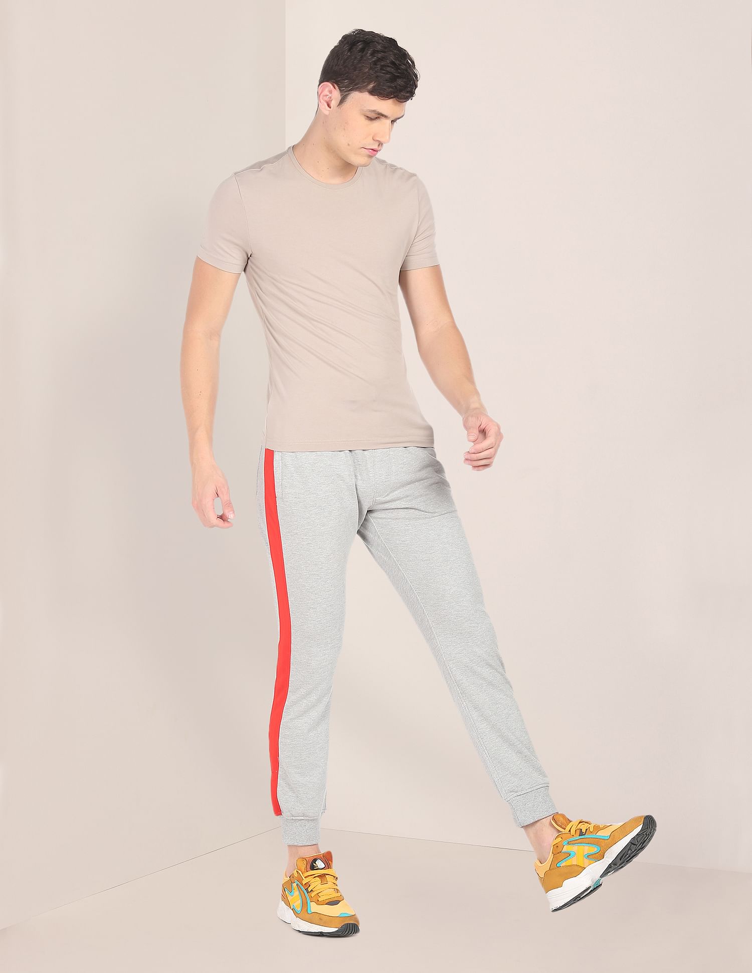 Men Grey Mid Rise Solid Joggers Grey - U.S. POLO ASSN. | Large