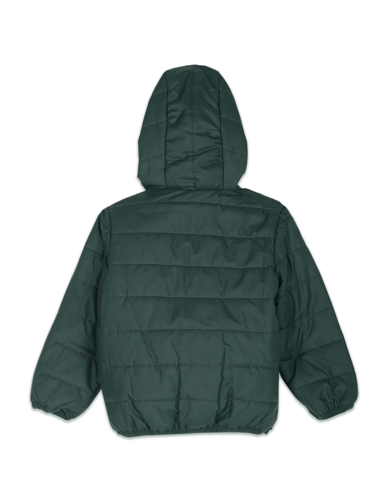Boys Dark Green Solid Hooded Puffer Jacket Dark Green - U.S. POLO ASSN. | Large
