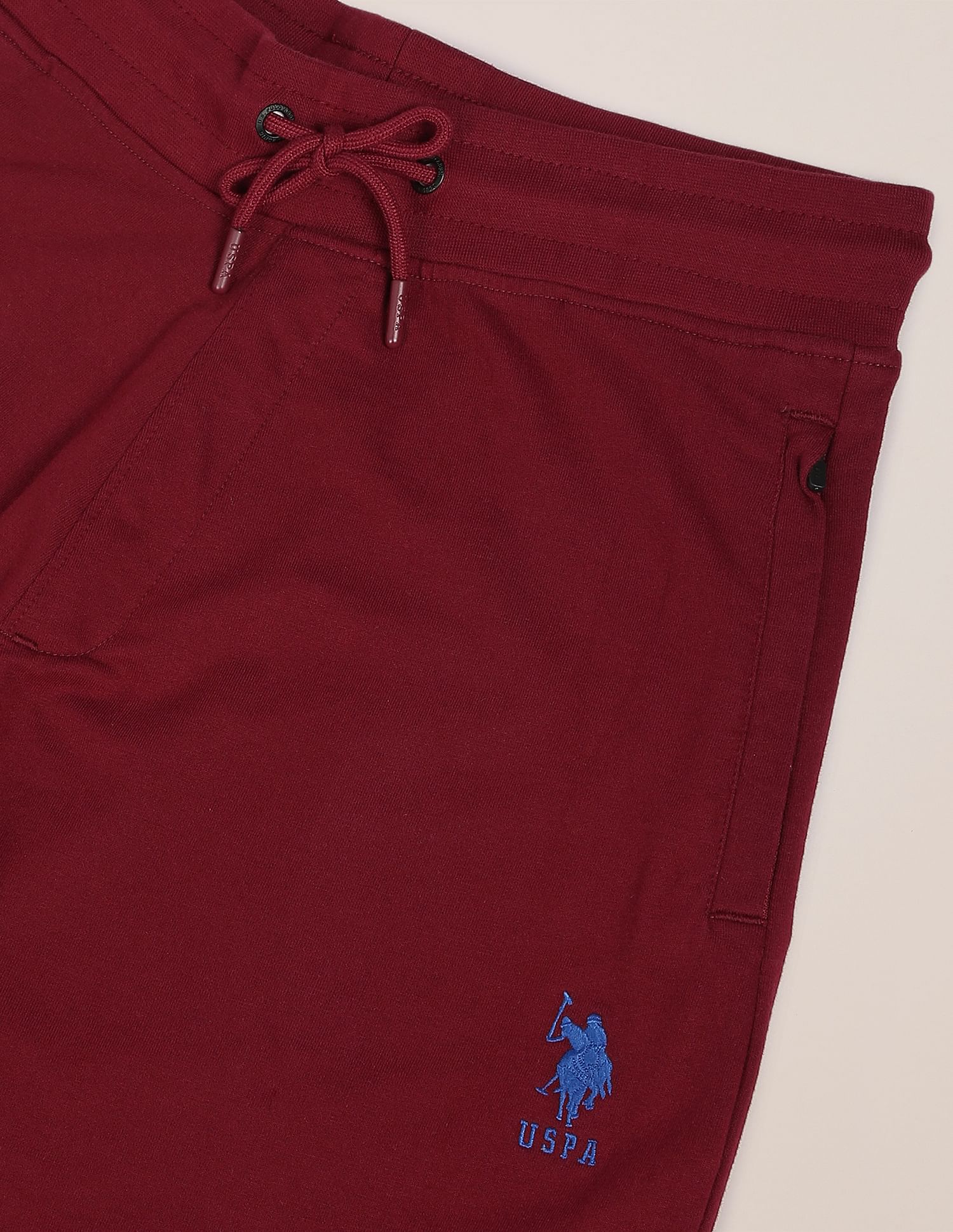 Elasticised Pure Cotton Joggers Dark Red - U.S. Polo Assn. India | Large