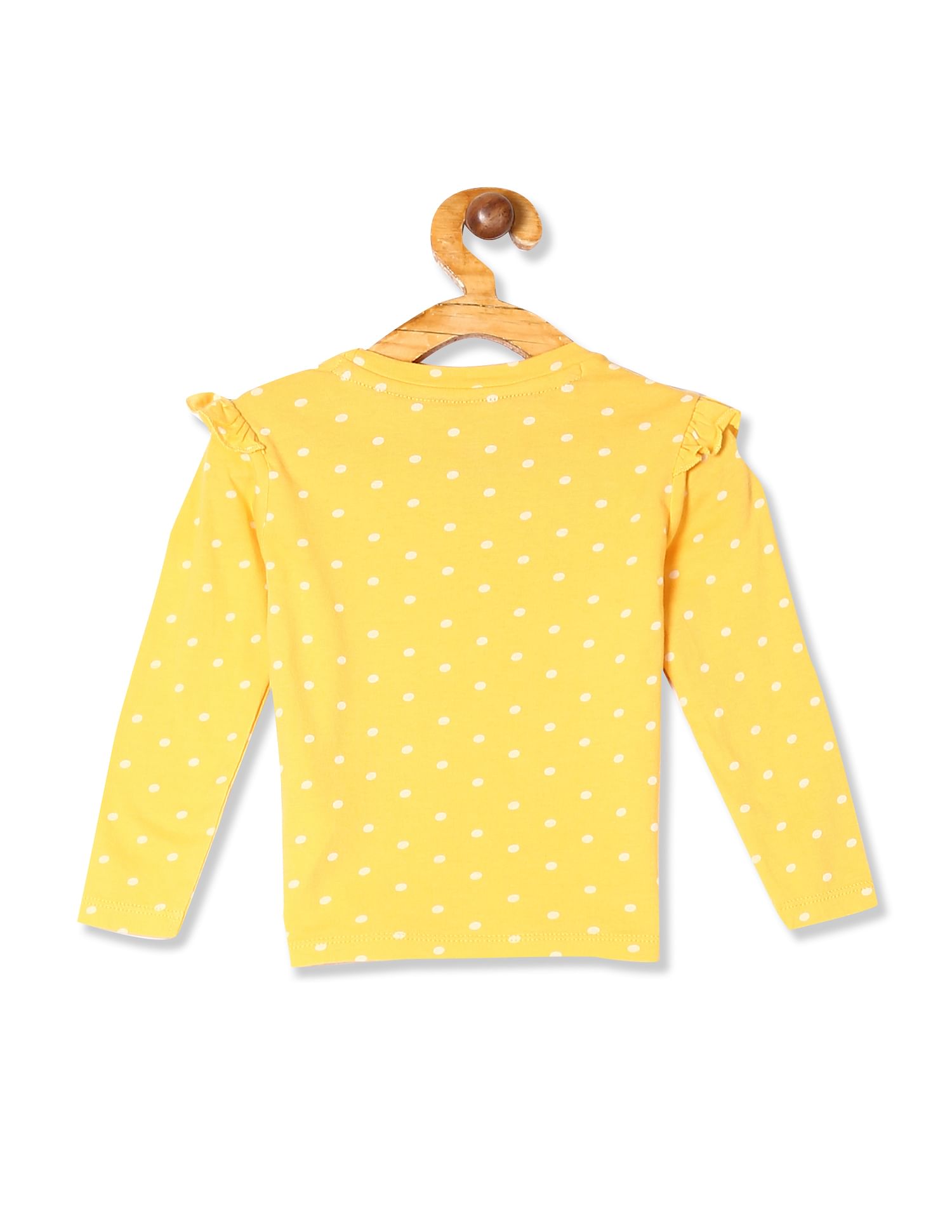 Girls Yellow Ruffle Shoulder Printed Top Yellow - U.S. POLO ASSN. | Large