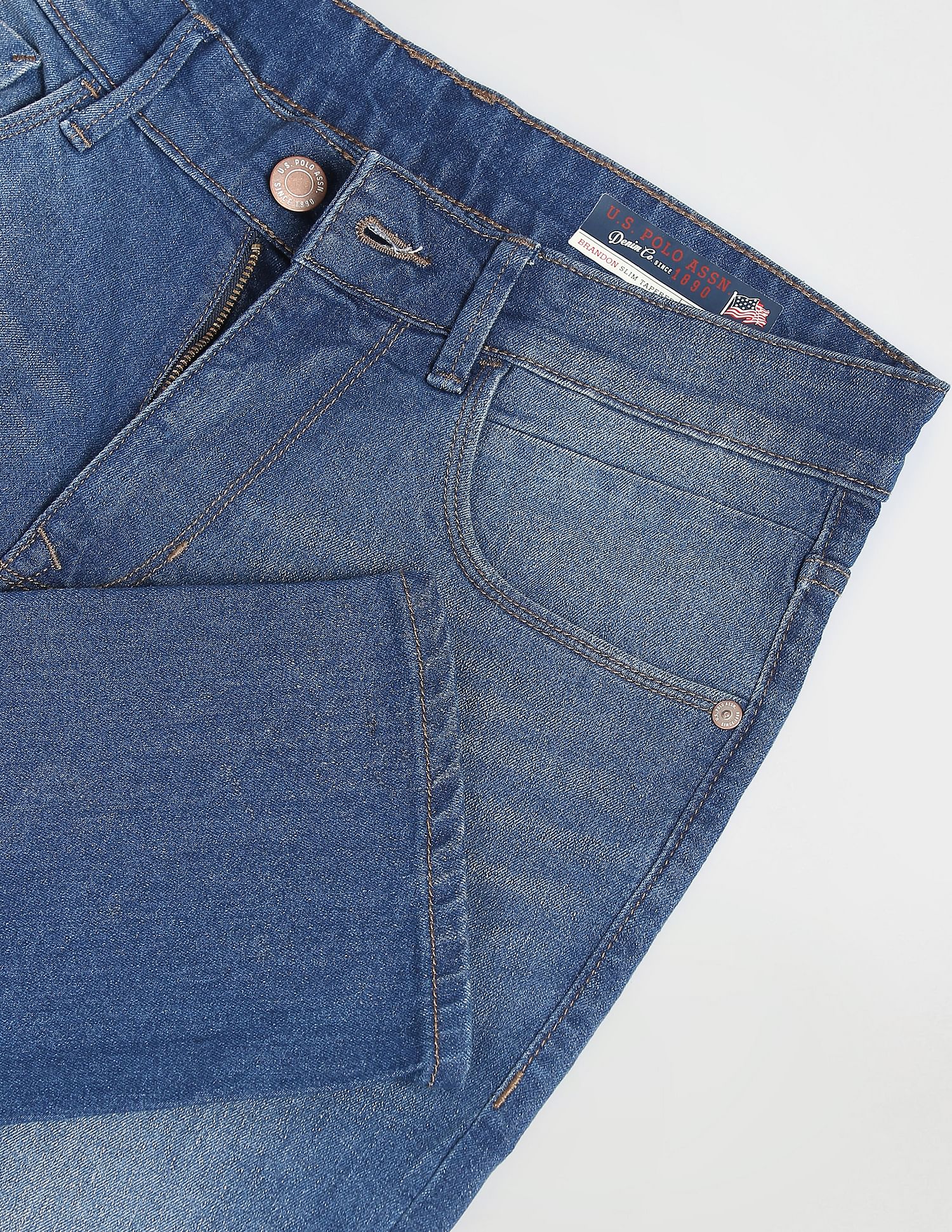 Brandon Slim Tapered Fit Stone Wash Jeans Blue - U.S. POLO ASSN. | Large