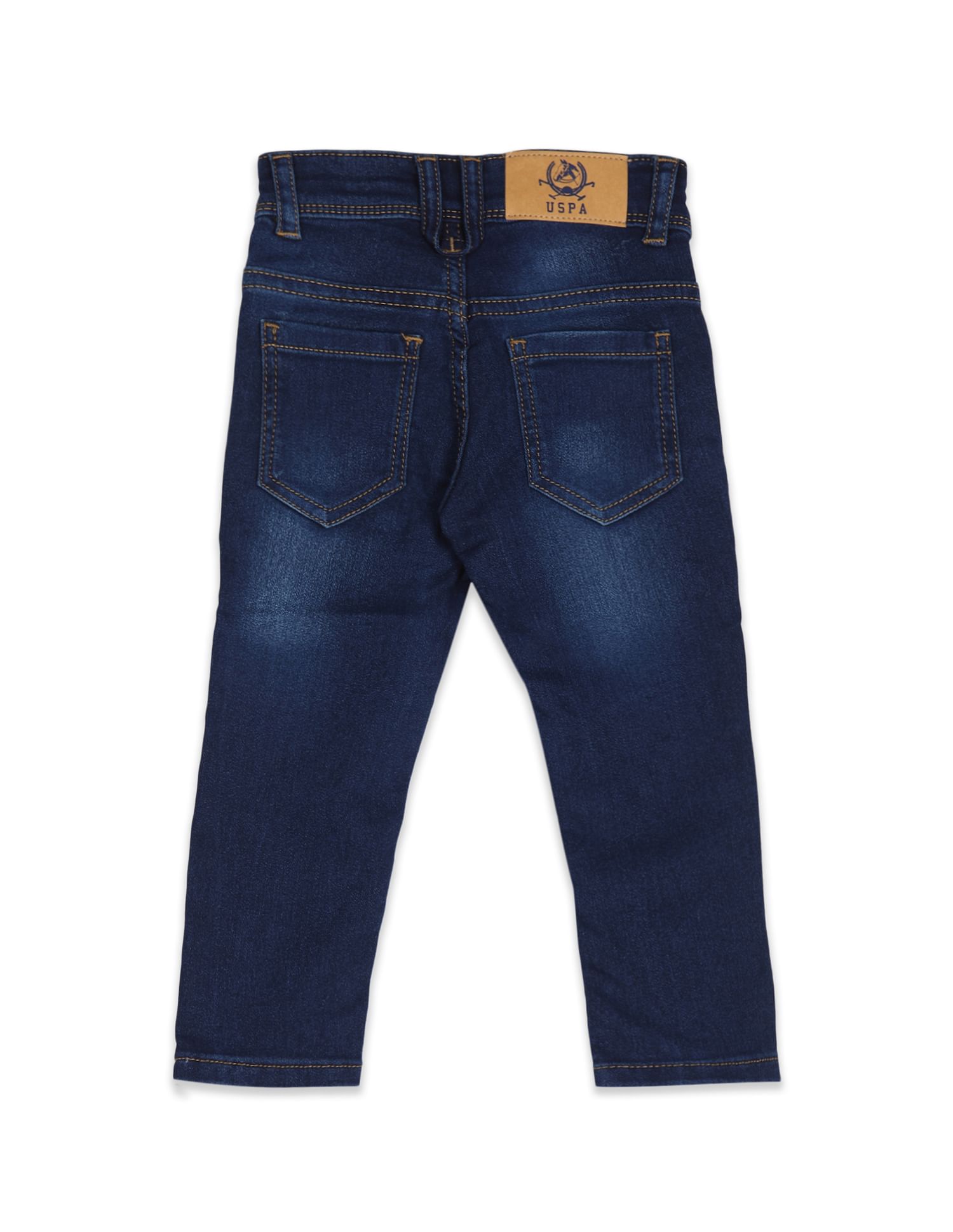 Boys Dark Blue Mid Rise Stone Wash Jeans Dark Blue - U.S. Polo Assn. India | Large