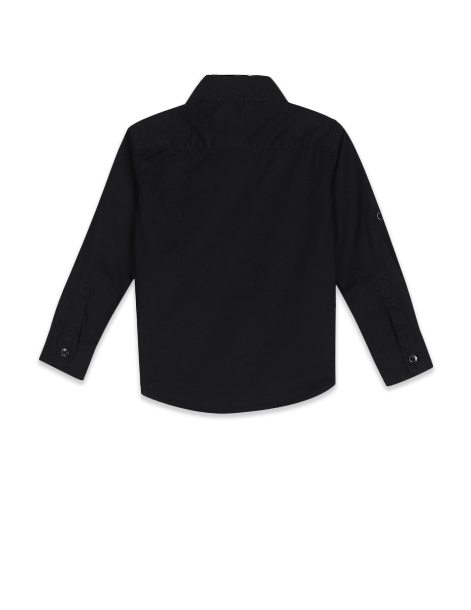 Spread Collar Solid Casual Shirt Black - U.S. POLO ASSN. | Large