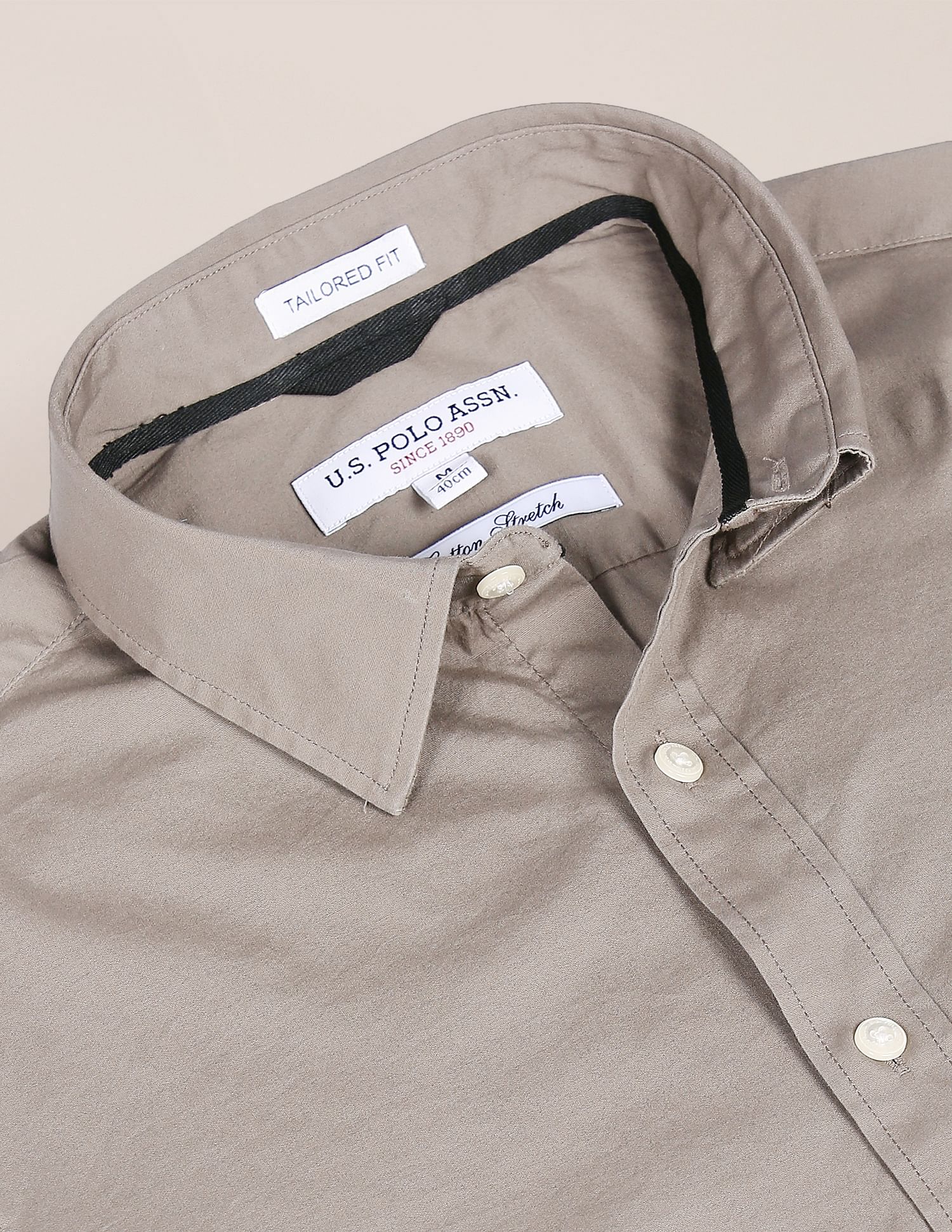 Regular Fit Solid Casual Shirt Stone - U.S. Polo Assn. India | Large