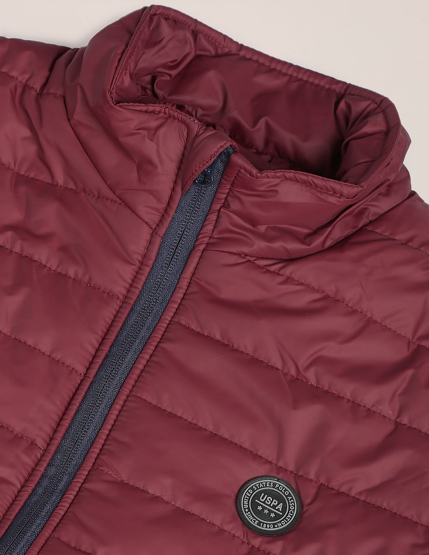 High Neck Solid Polyester Padded Jacket Wine - U.S. POLO ASSN. | Large