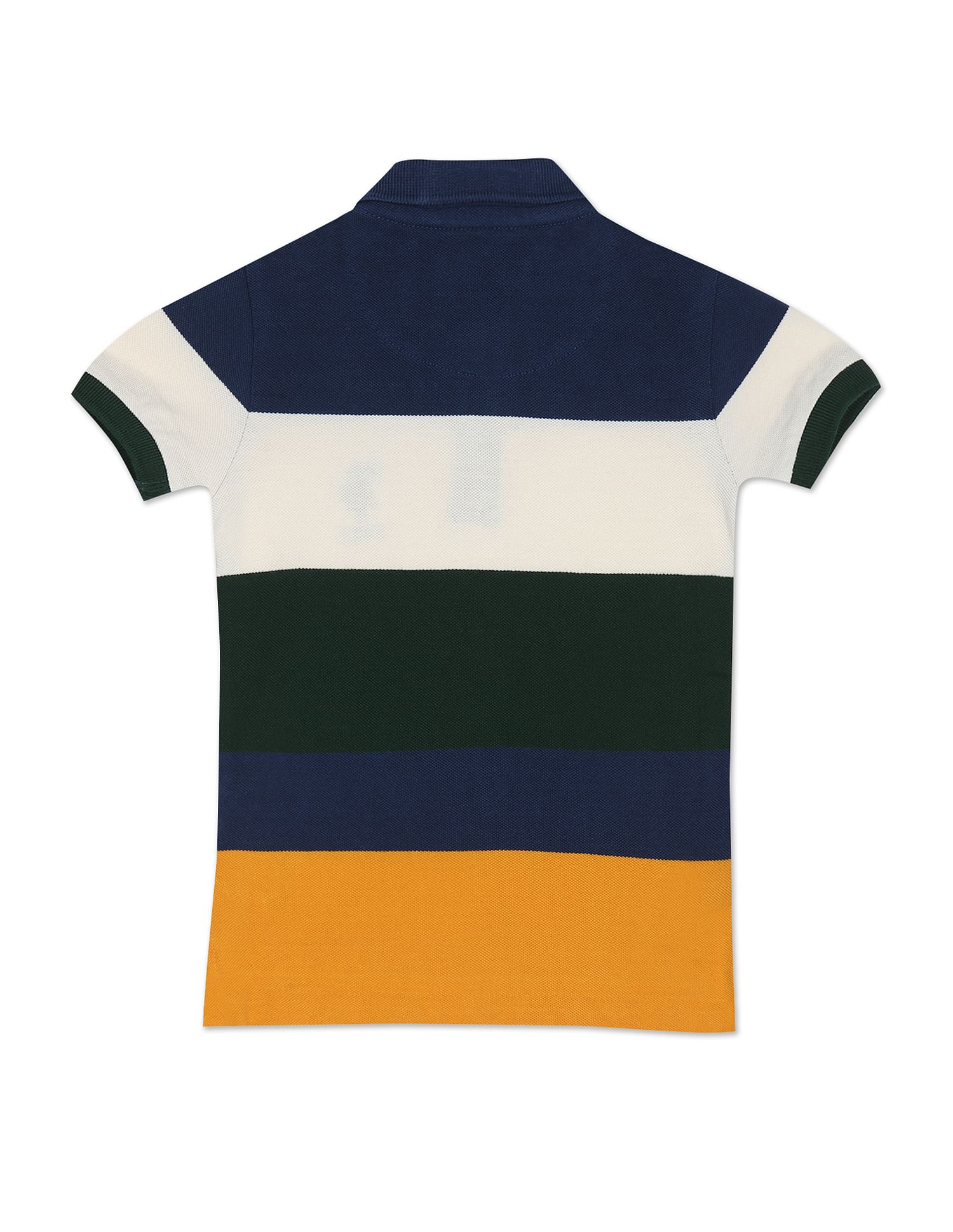 Pique Knit Striped Polo Shirt Blue, Green And Yellow - U.S. Polo Assn. India | Large