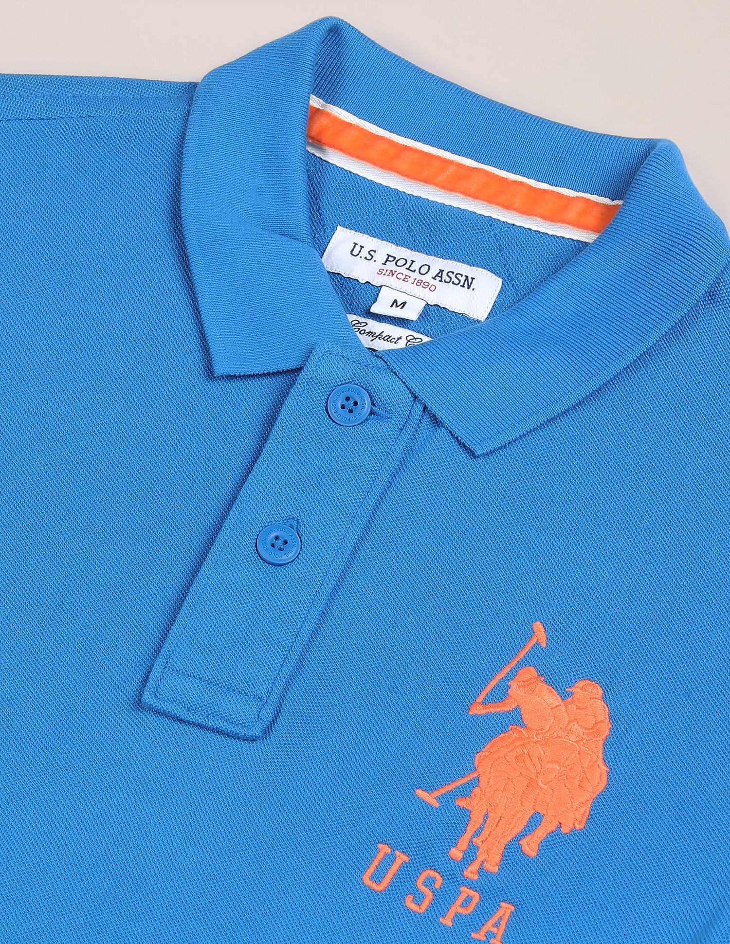 Compact Cotton Logo Polo Shirt Blue - U.S. POLO ASSN. | Large