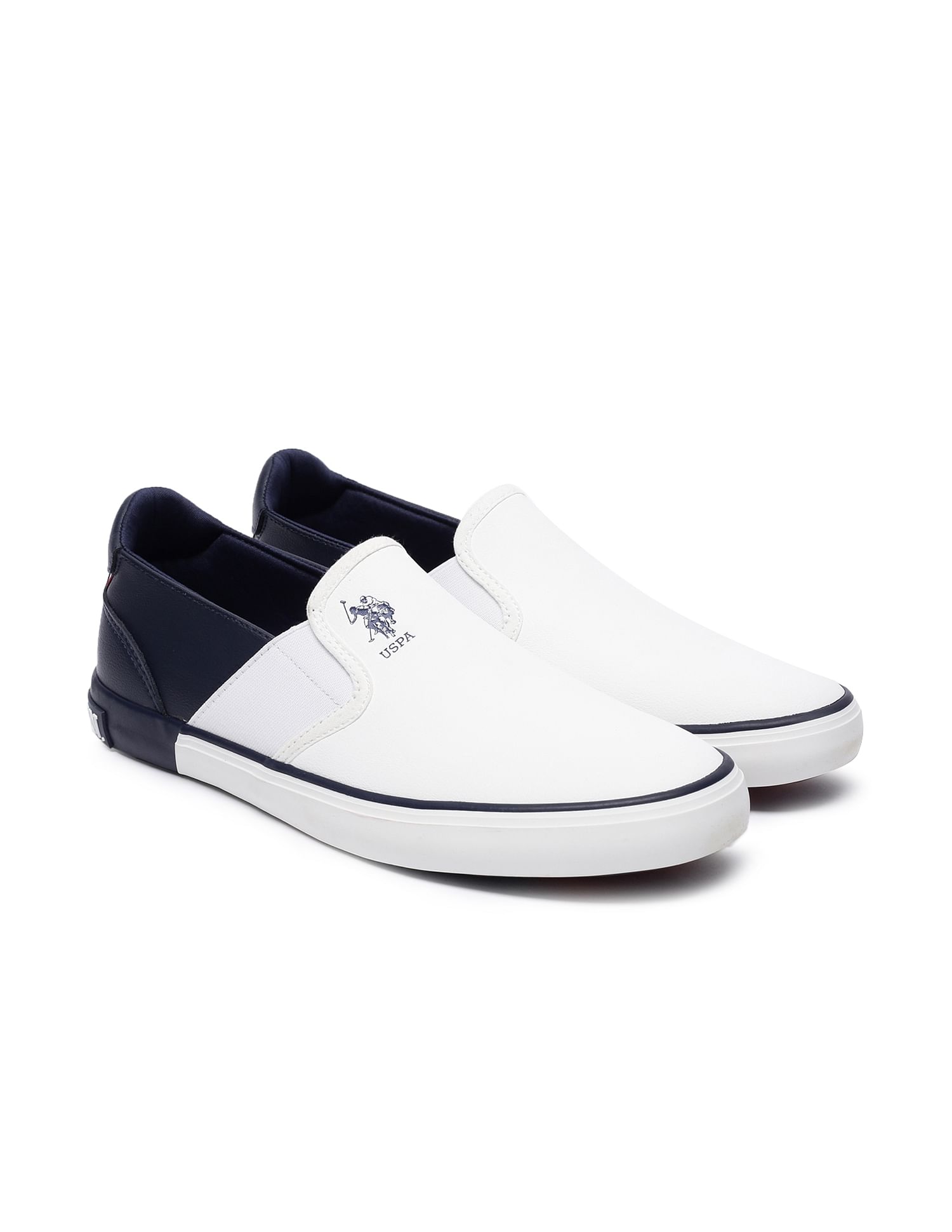 Men Lanap Colour Block Slip On Shoes White and Navy - U.S. POLO ASSN. | Large
