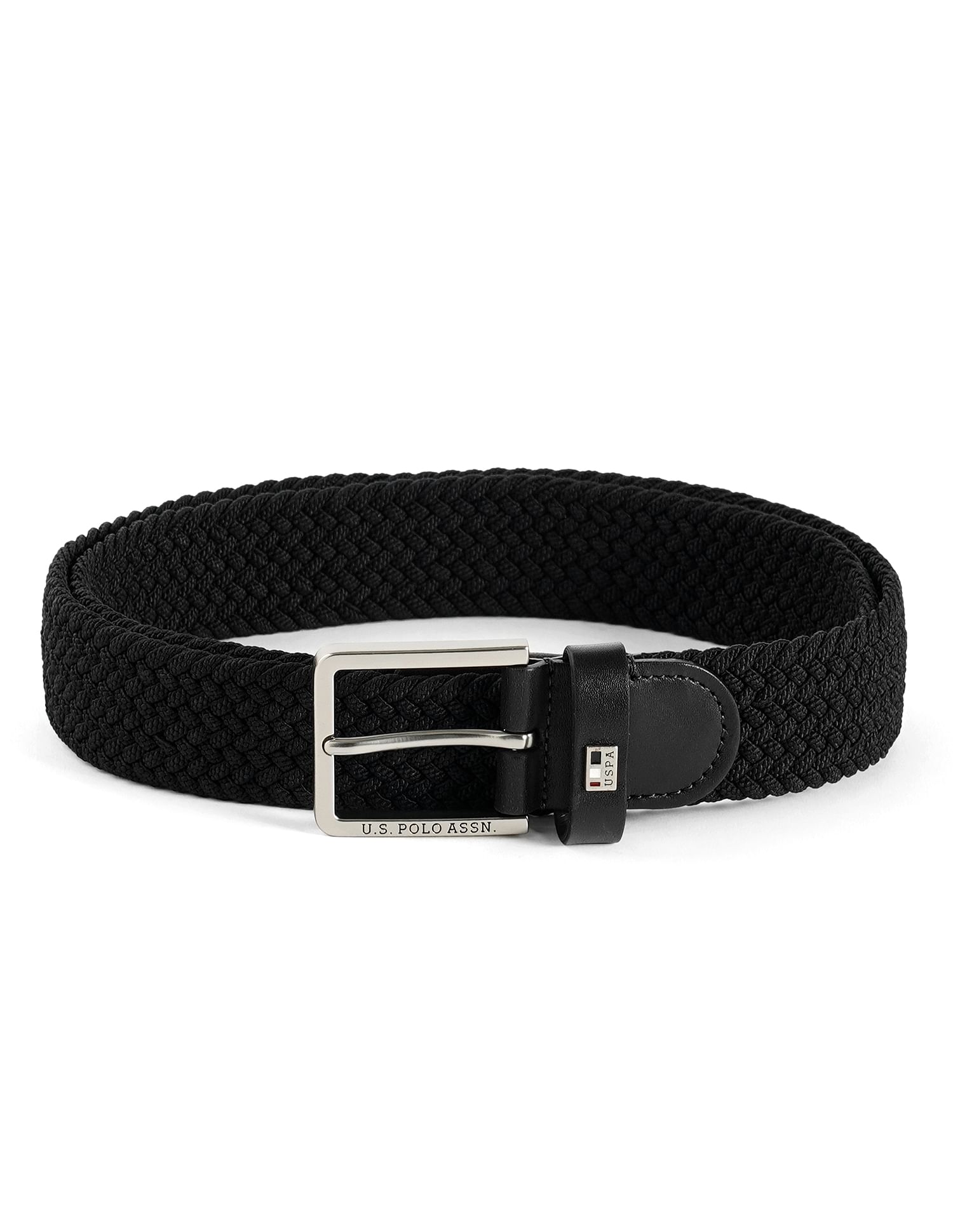 Bari Braided Leather Tipped Belt Black - U.S. POLO ASSN. | Large