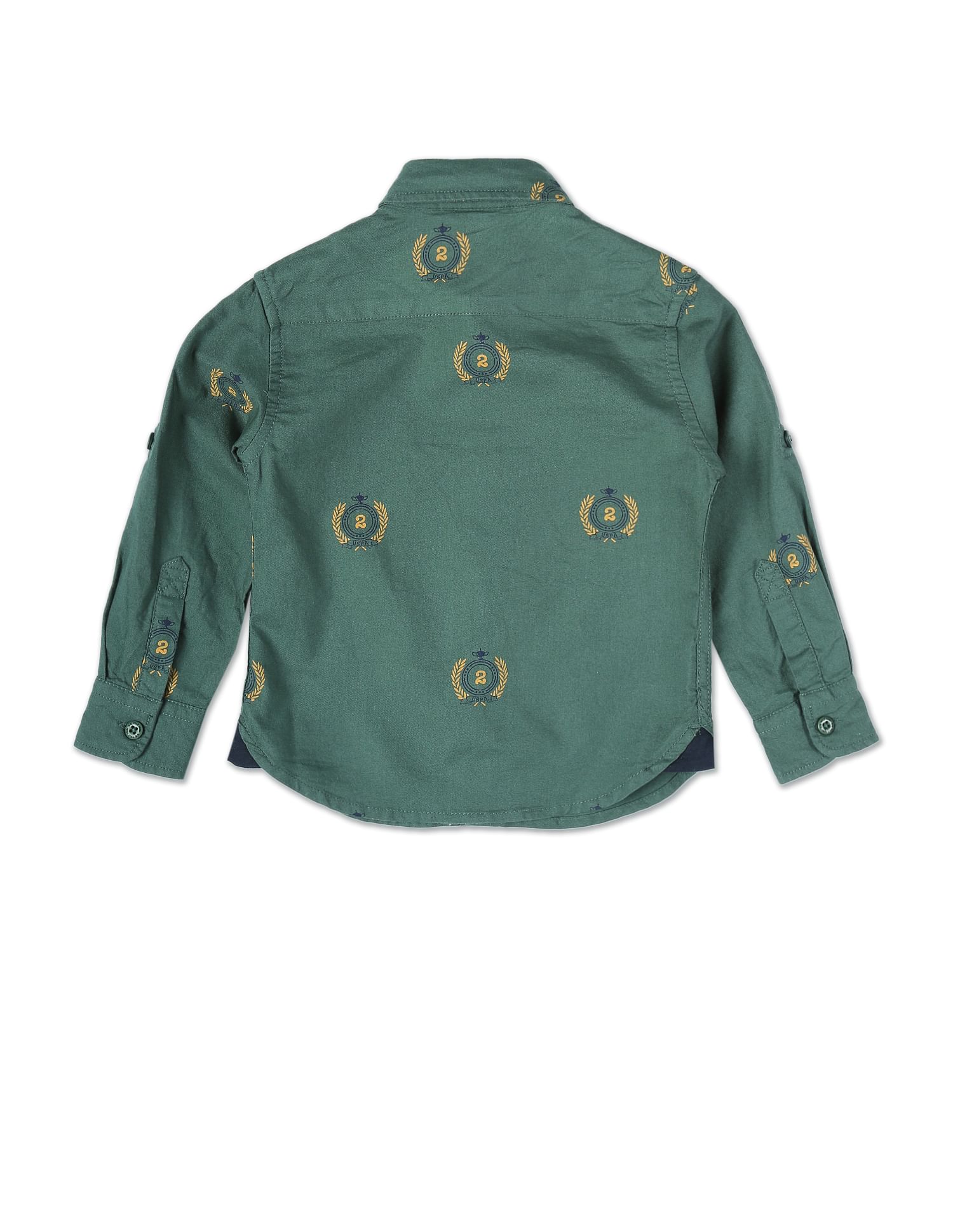 Brand Print Cotton Shirt Dark Yellow - U.S. POLO ASSN. | Large