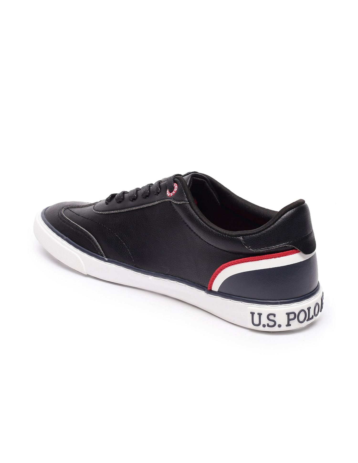 Men Round Toe Solid Oskar Sneakers Black - U.S. Polo Assn. India | Large