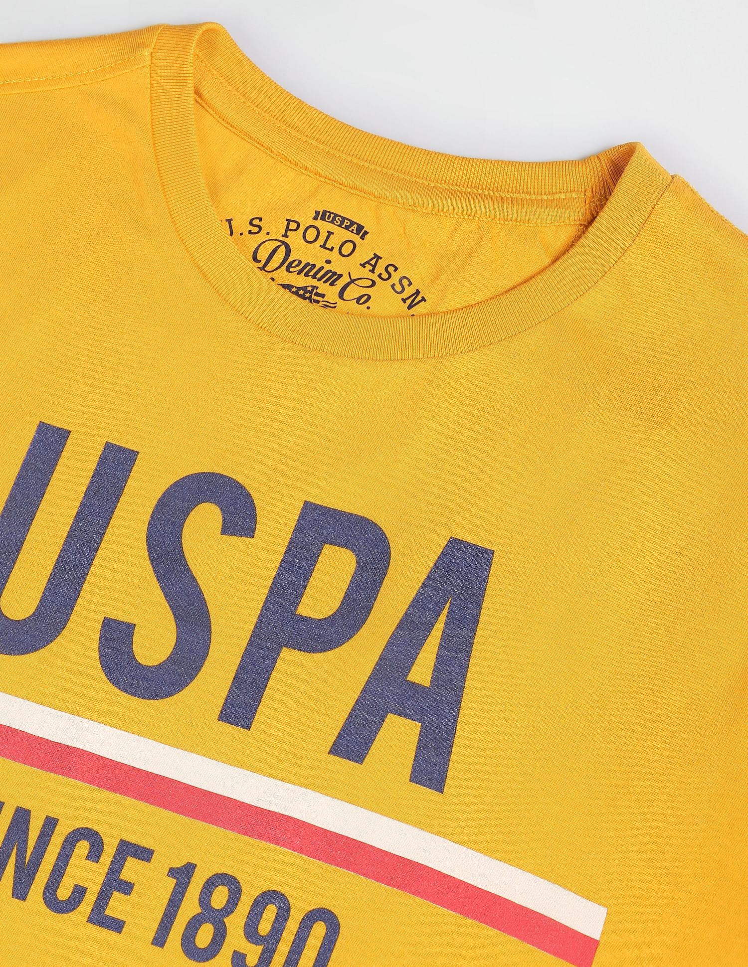 Men Mustard Cotton Brand Print T-Shirt – U.S. Polo Assn. India
